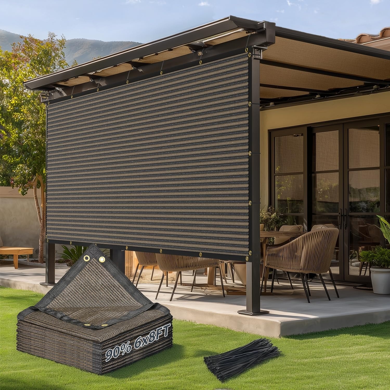 ITOPFOX 1 Piece 6 x 8 ft 90 Percent Sun Shade Cloth UV Resistant