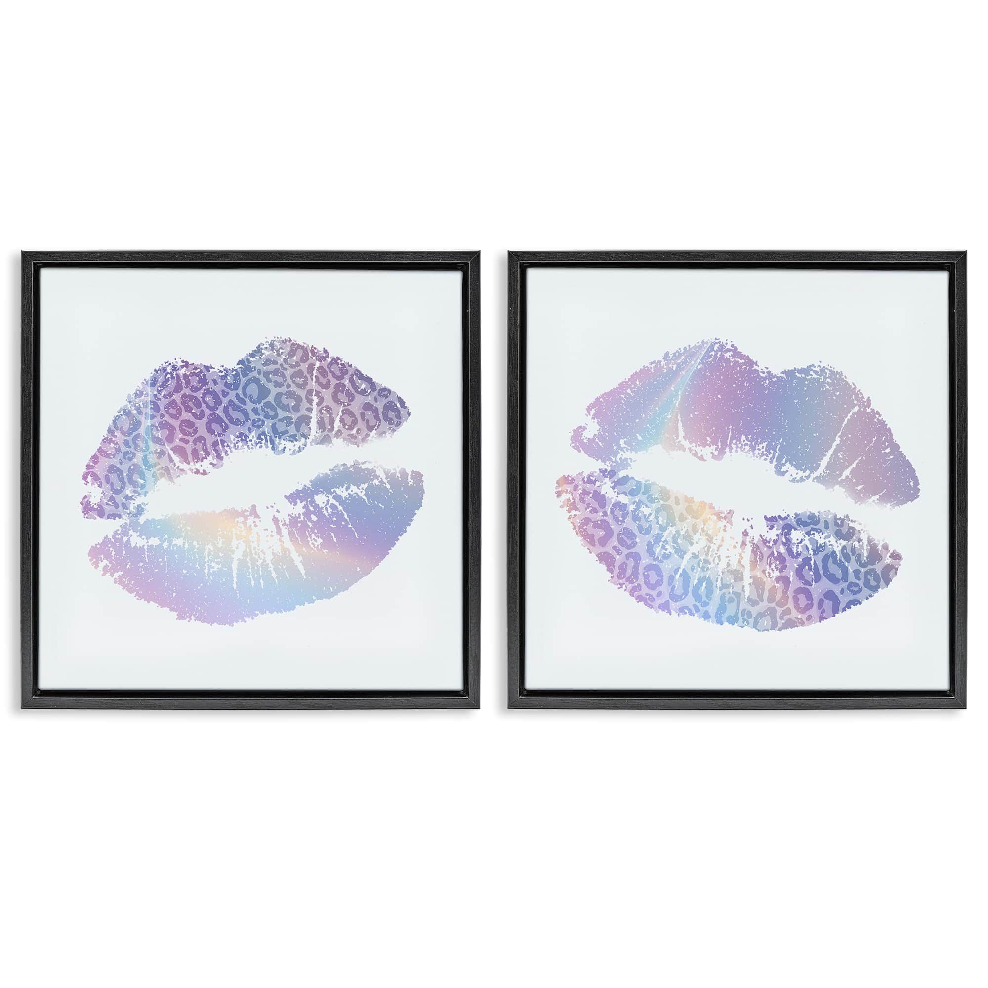 Stupell Industries B2-785-FFB-2PC-24X24 Glam Leopard Pattern Lipstick 2pc Floating Frame Set design by Kim Allen