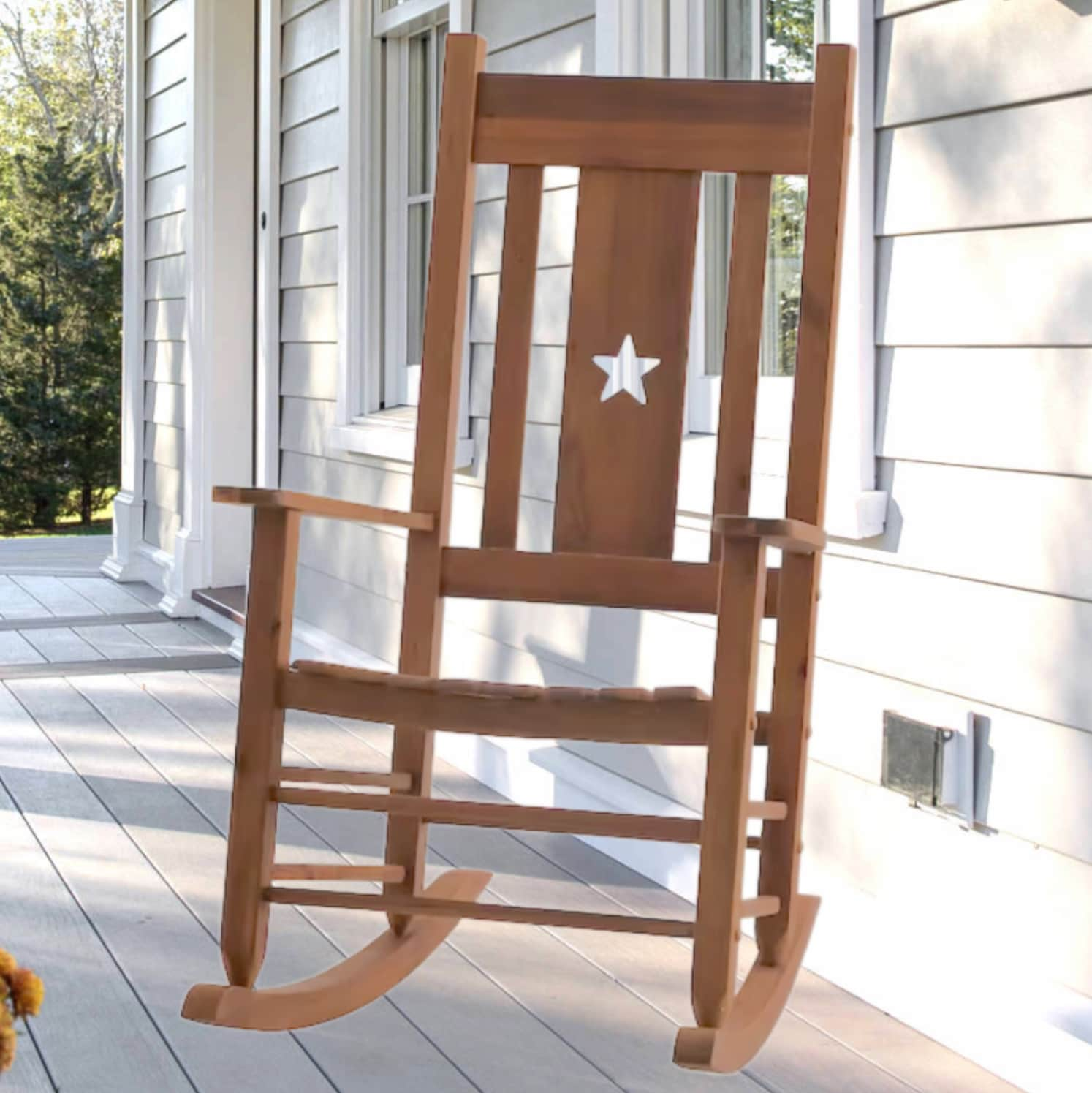 Style Selections Wood Frame Rocking Chair with Slat Seat at Lowes