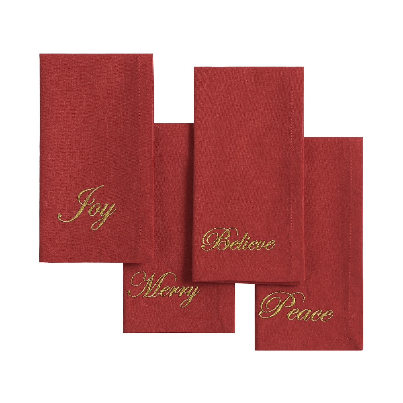 Elrene Home Fashions 739550331370 Holiday Sentiments 4 -Pack Red Cotton Square Napkin(s)