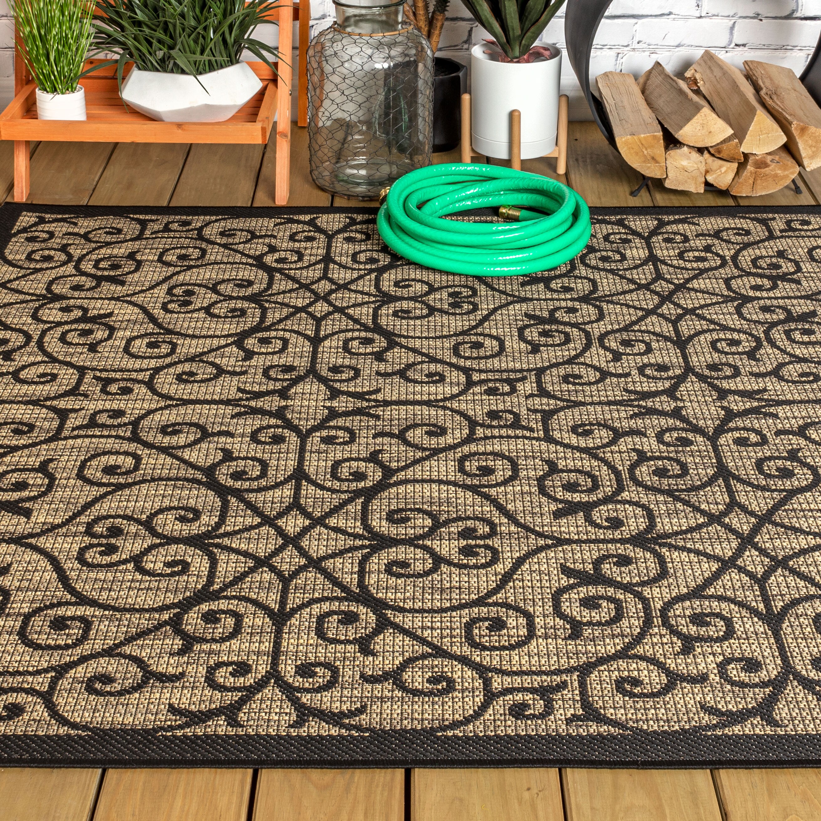 Black Double 5x7 Mat with Silver Filigree