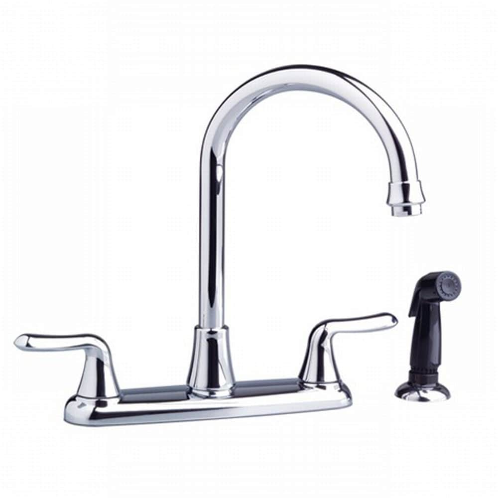 American Standard Colony Polished Chrome 2 Handle High Arc Kitchen Faucet Deck Plate Included 2596