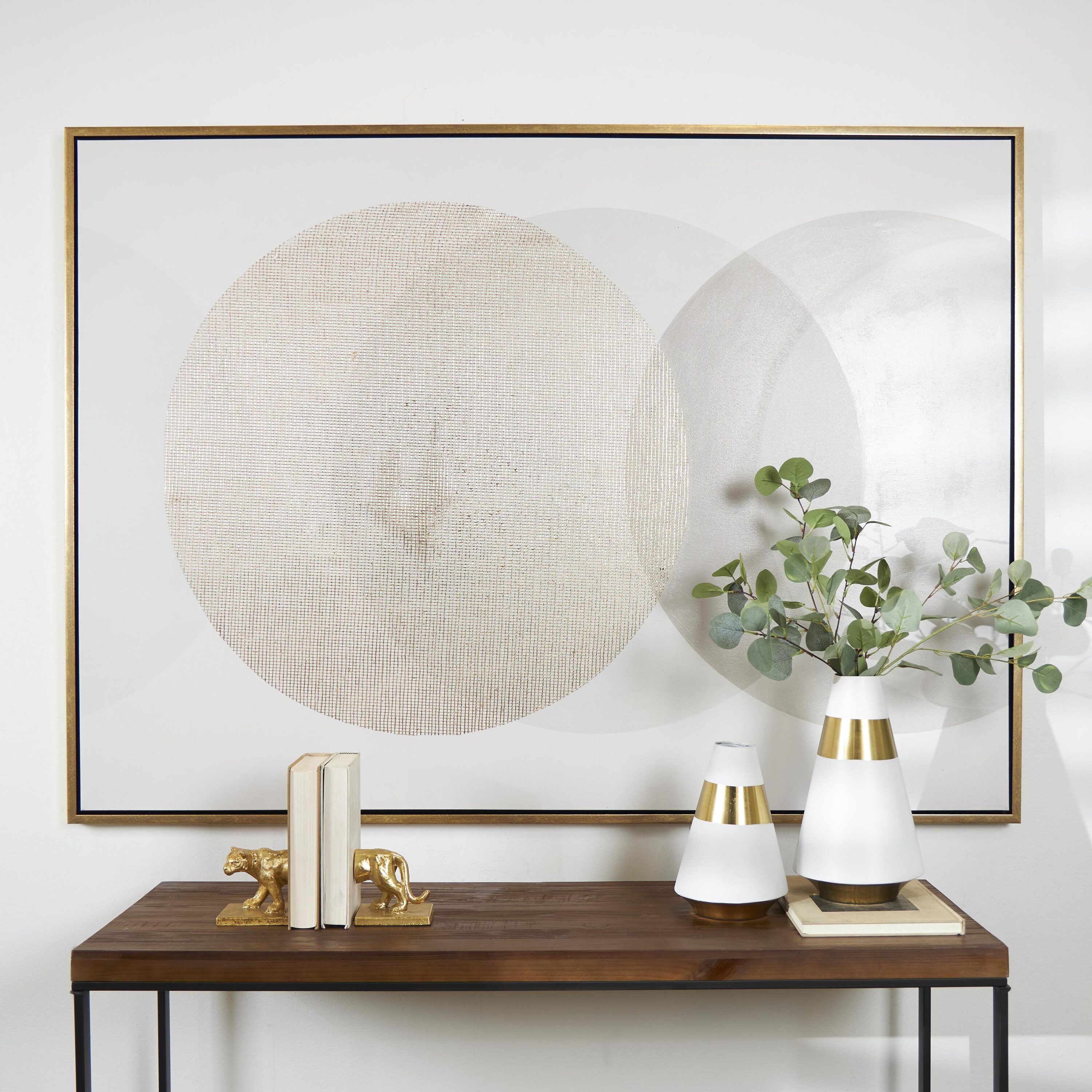 Grayson Lane 820038 65 In. x 47 In. Framed Wall Art Cream Canvas Abstract Black Framed 65-Inches H x 47.2-Inches W Abstract Canvas Painting