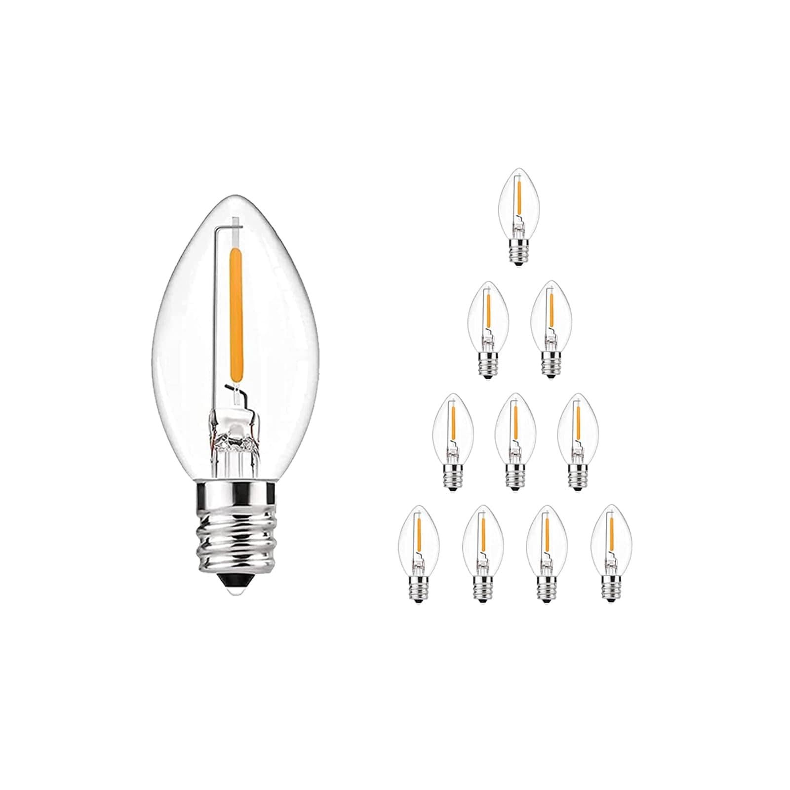 AOIZGMY  C7 LED Replacement Bulbs 10 pack Multicolor E12 Candelabra Base Shatterproof Energy Efficient for Christmas String Lights Patio Holiday