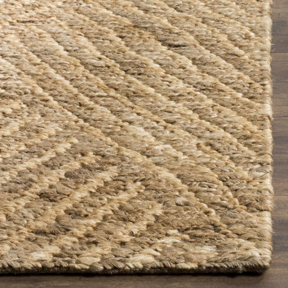 Hand-Knotted Ivory Geometric Jute Area Rug, 5' x 8'
