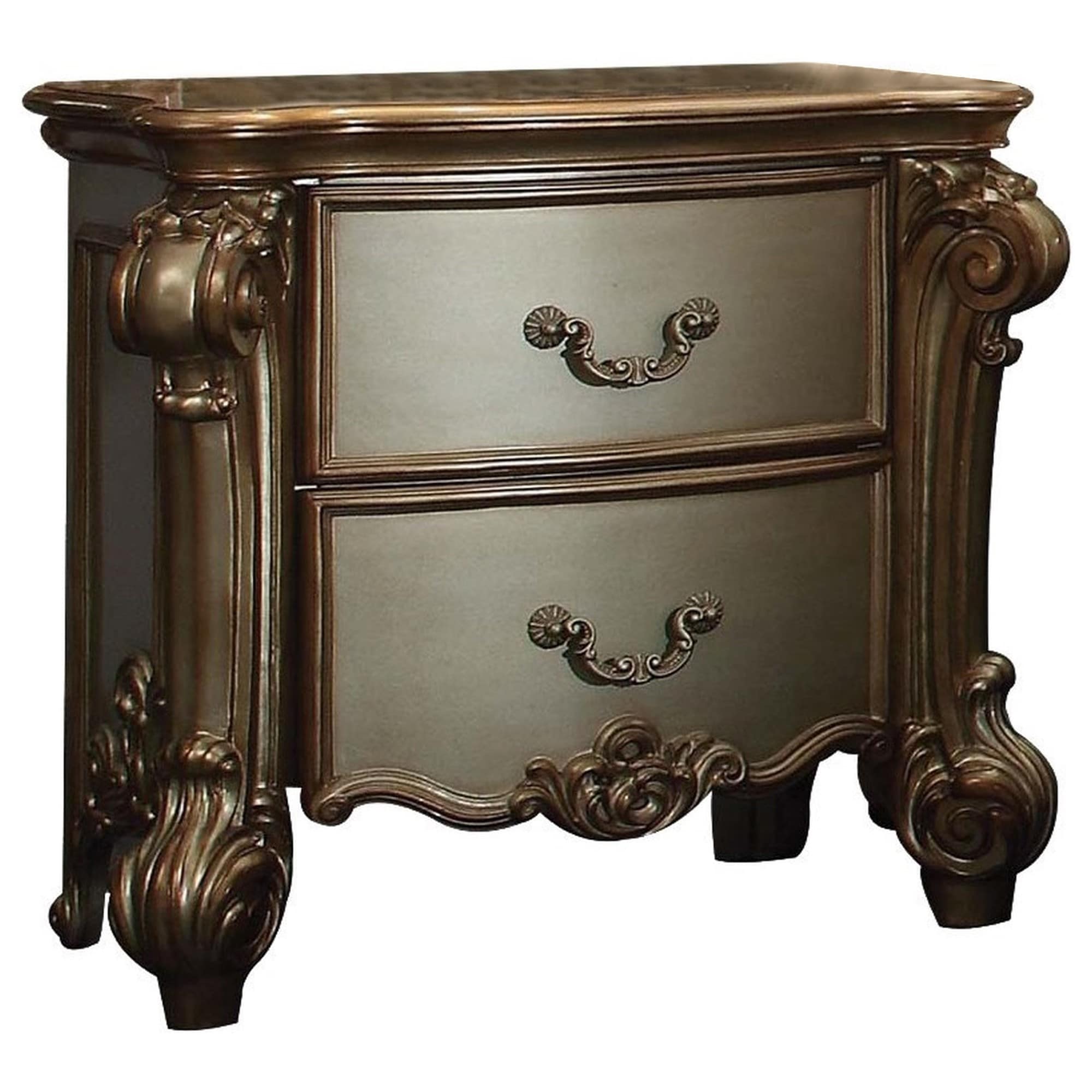 Benzara BM185901 Gold and White Nightstand