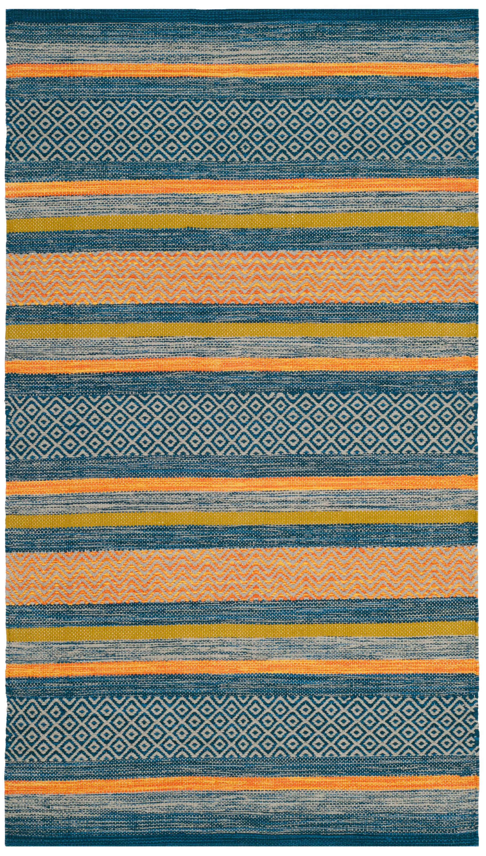 Coastal Breeze Hand-Woven Blue Cotton Square Accent Rug