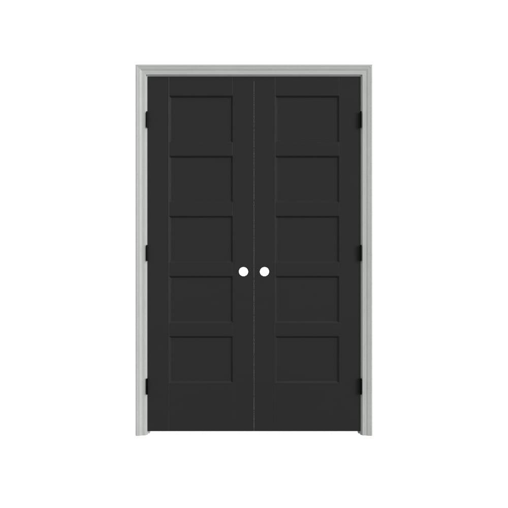 Masonite 641067 24-in x 80-in Midnight Hollow core 4 panel square Left hand Smooth Primed Molded composite Flat Jamb Single Prehung Interior Door