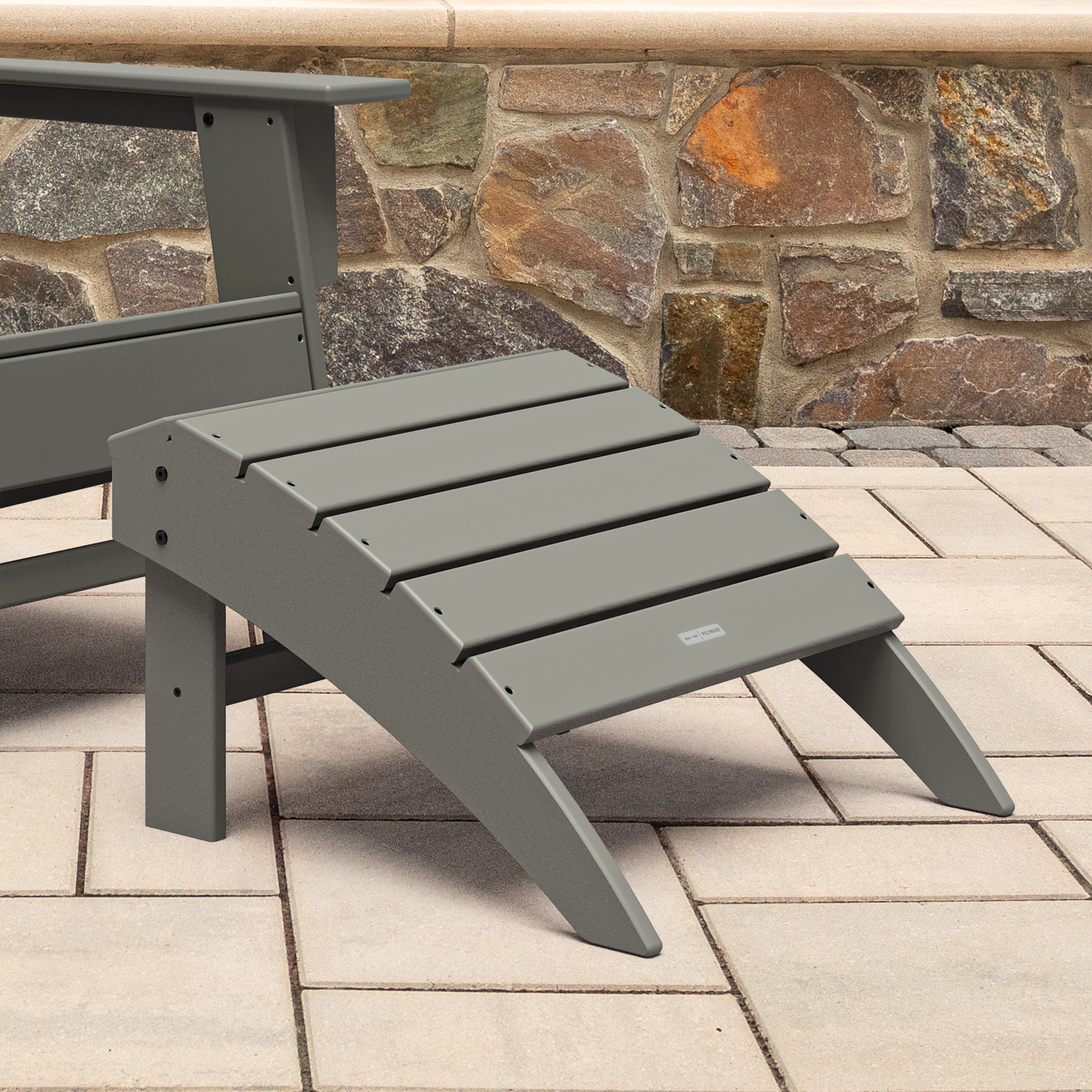 allen + roth by POLYWOOD AROT400-GY Oakport Slate Grey HDPE Ottoman