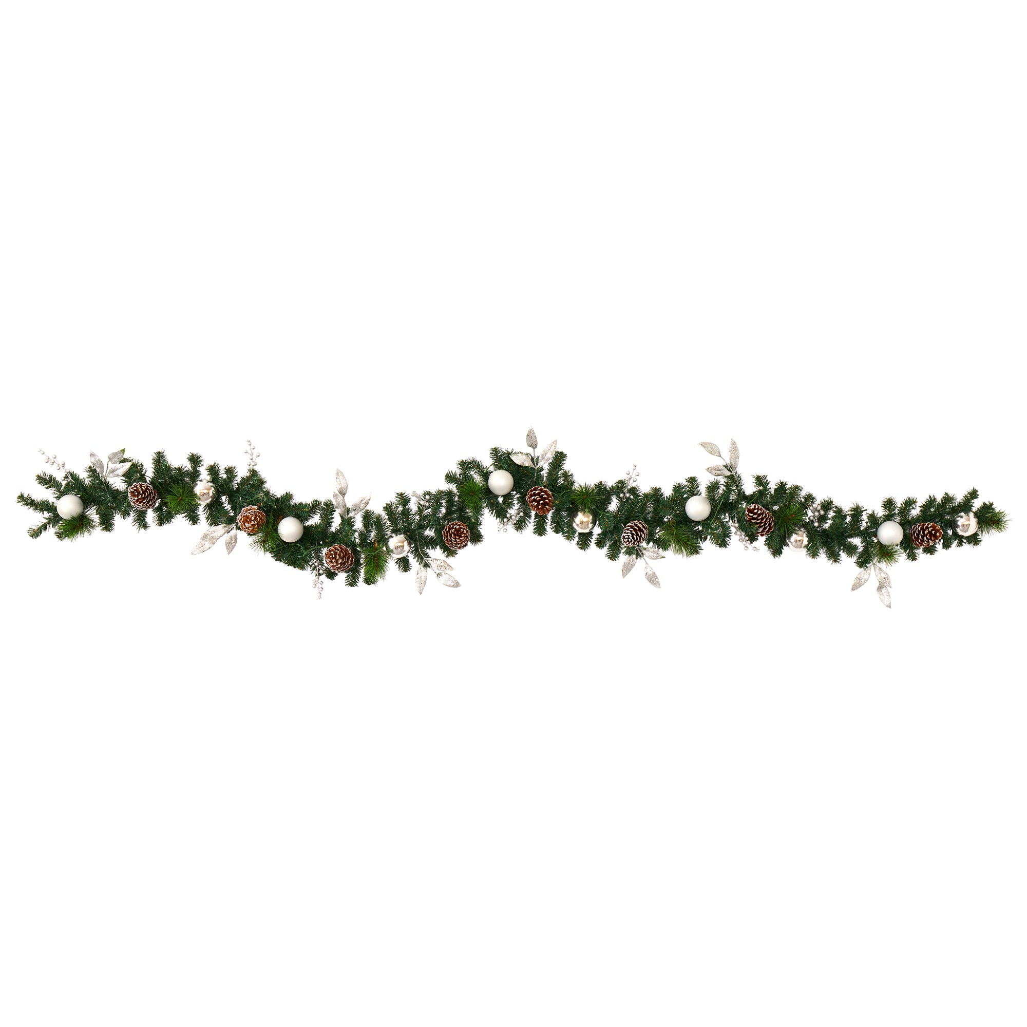 Luminous Pinecone and Ornament 9' Winter Garland with LED Lights