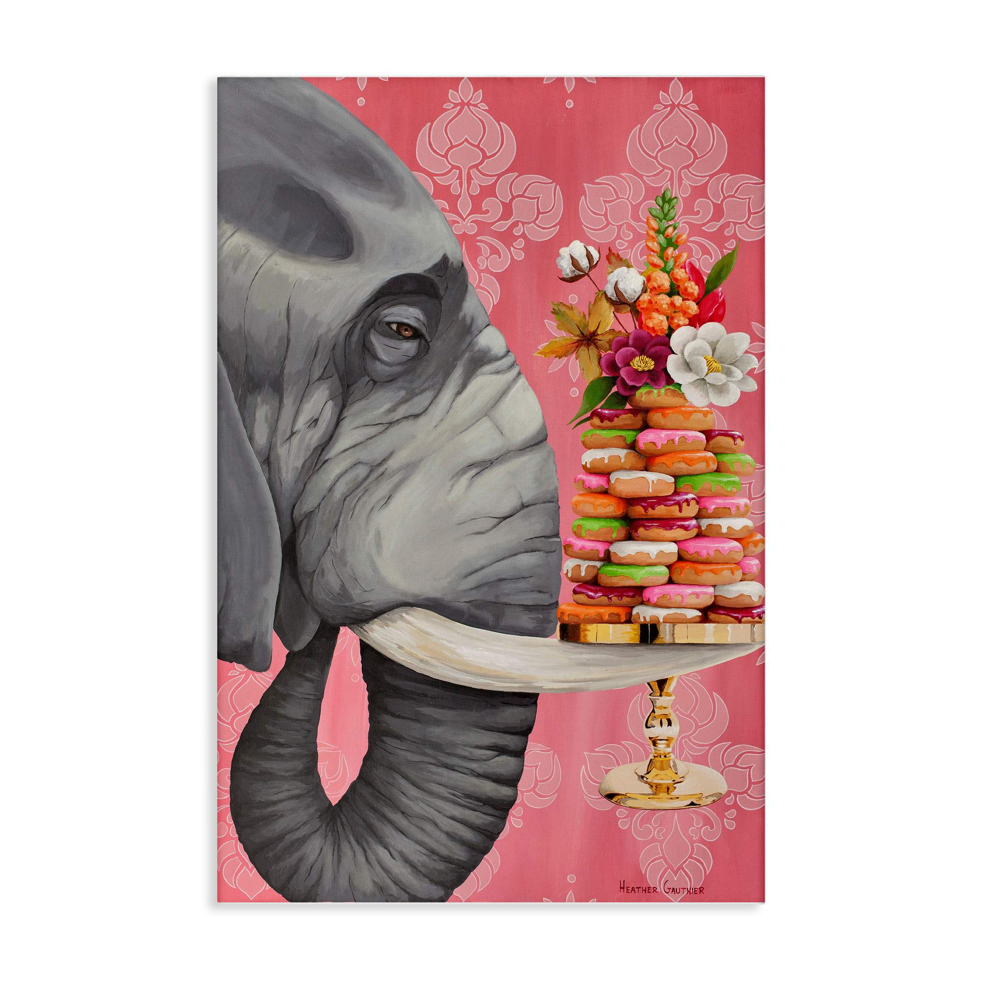 Stupell Industries BS-995-CN-30X45 Elephant and Stacked Desserts Canvas Wall Art By Heather Gauthier 30 x 45