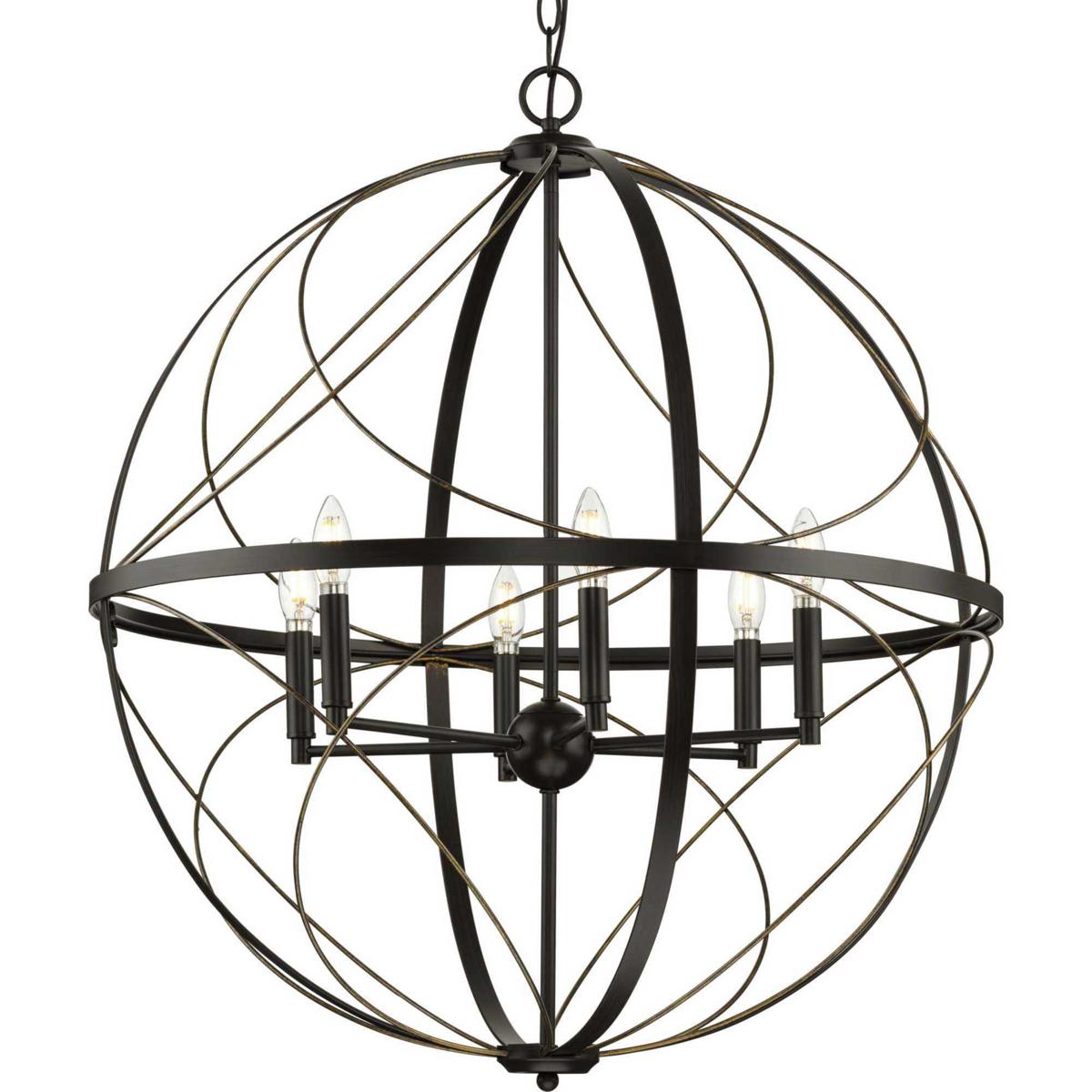 Bowery + Grove  54850-ABI Gerald Ave 6 Light 28 inch Antique Bronze Pendant Ceiling Light