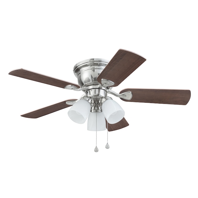 Harbor Breeze Centreville 42 In Brushed Nickel Led Indoor Flush Mount Ceiling Fan With Light 5 Blade The Fans Department At Com - What Are Flush Mount Ceiling Fans