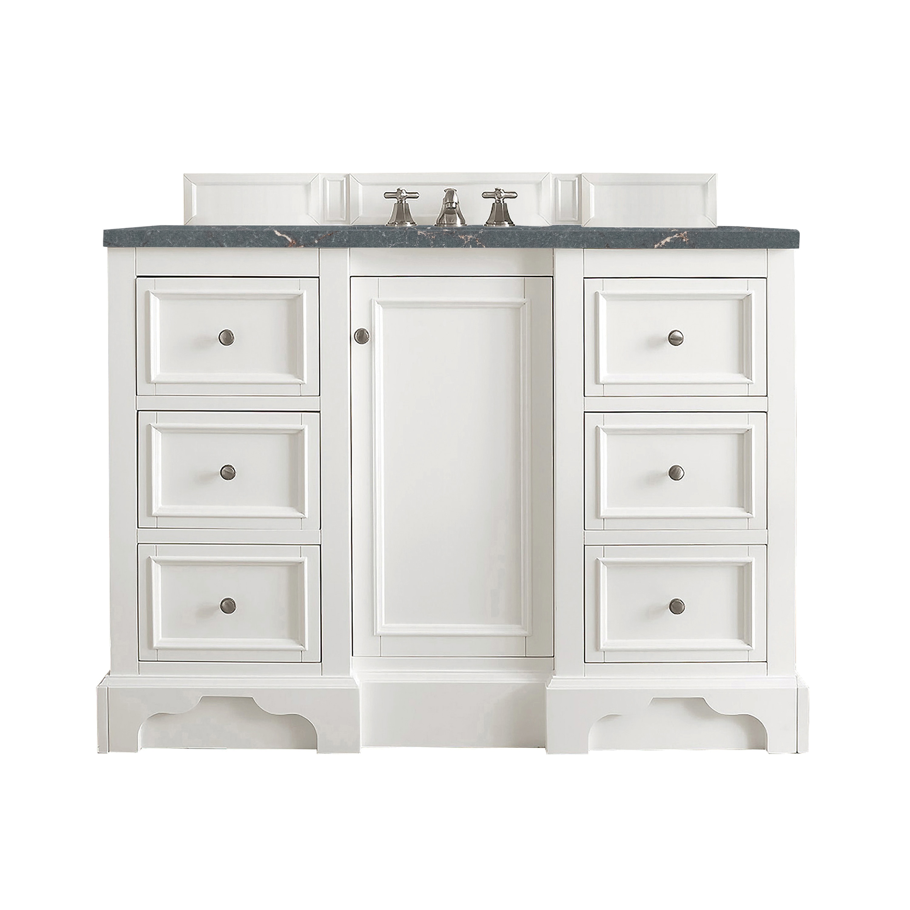 James Martin Vanities 825-V48-BW-3PBL De Soto 49-in Bright White Undermount Single Sink Bathroom Vanity with Parisien Bleu Quartz Top