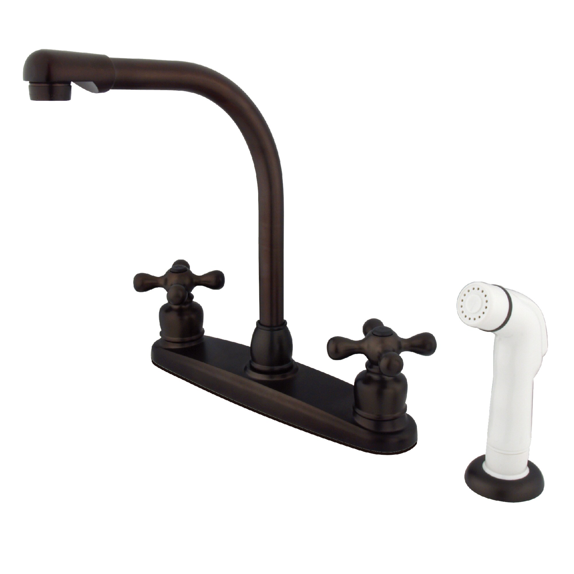 Elements of Design EB715AX Victorian Oil-rubbed bronze Double Handle Deck-mount Handle Residential High-arc Kitchen Faucet ( Deck Plate Included ) ( Side Spray Included )
