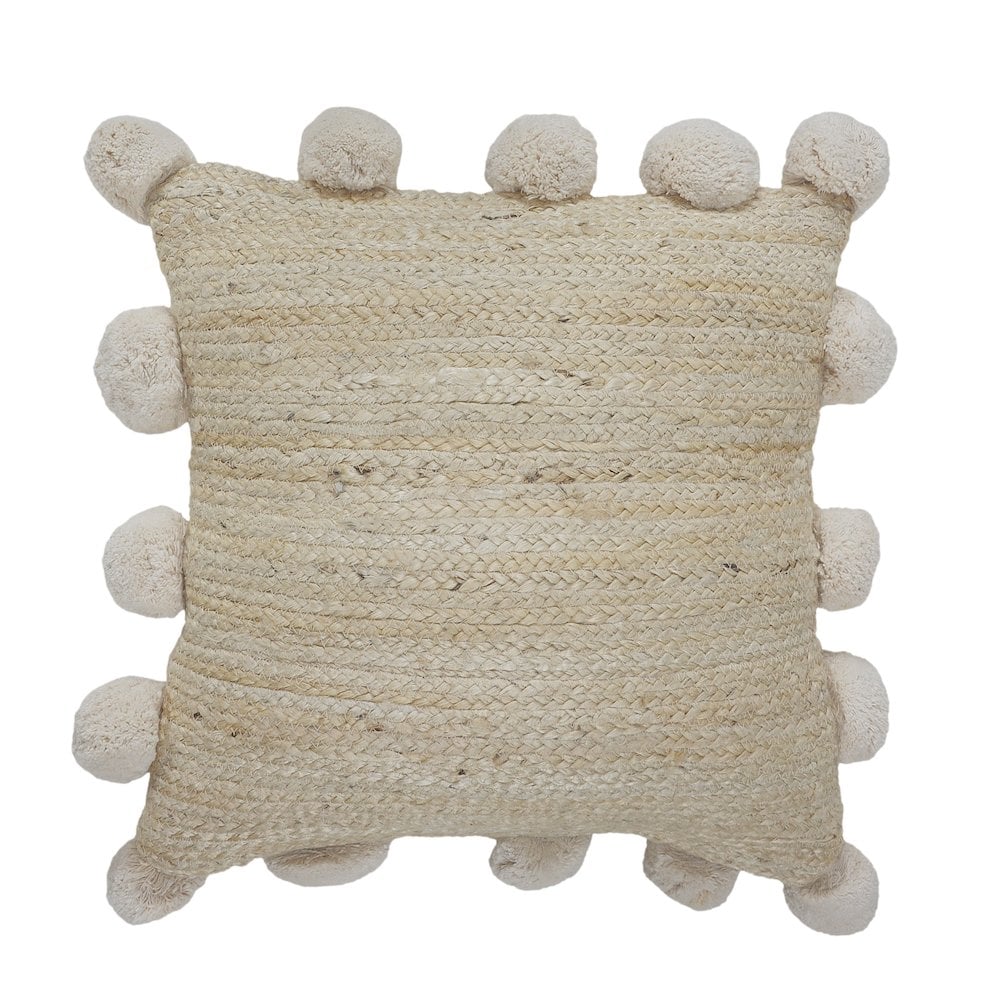 LR Home Ox Bay Hand-Woven Tan Solid All-Natural Jute Pillow Cover