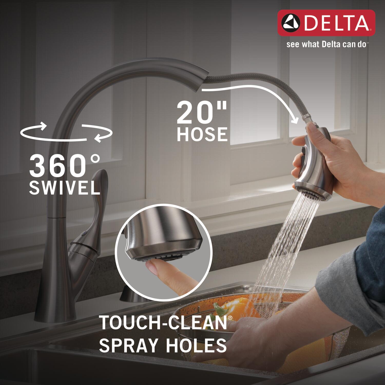 Delta Ashton Black Stainless 2 handle Pull down Kitchen Faucet