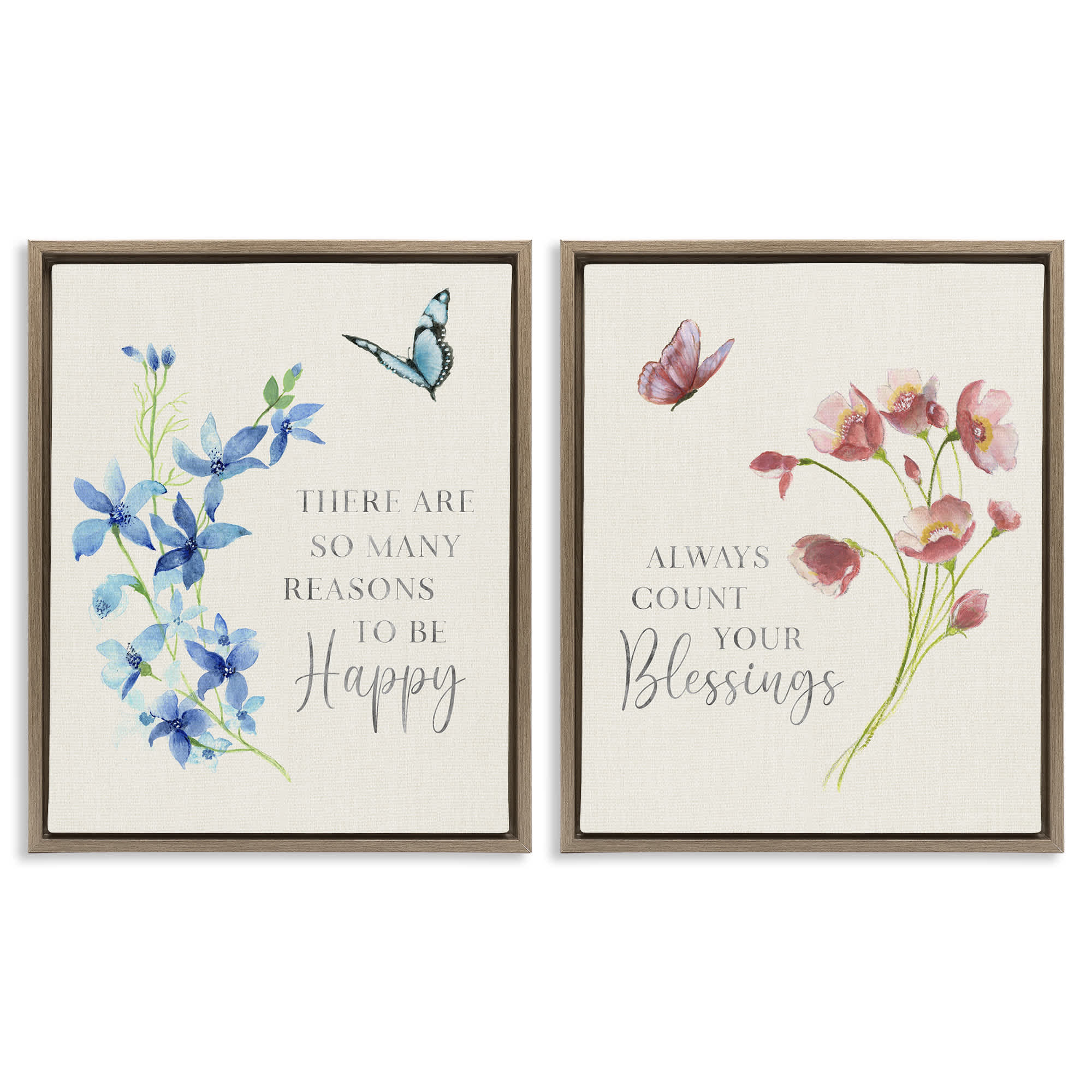 Stupell Industries B2-736-FFE-2PC-24X30 Inspiring Words with Florals 2pc Floating Frame Set design by Tava Studios