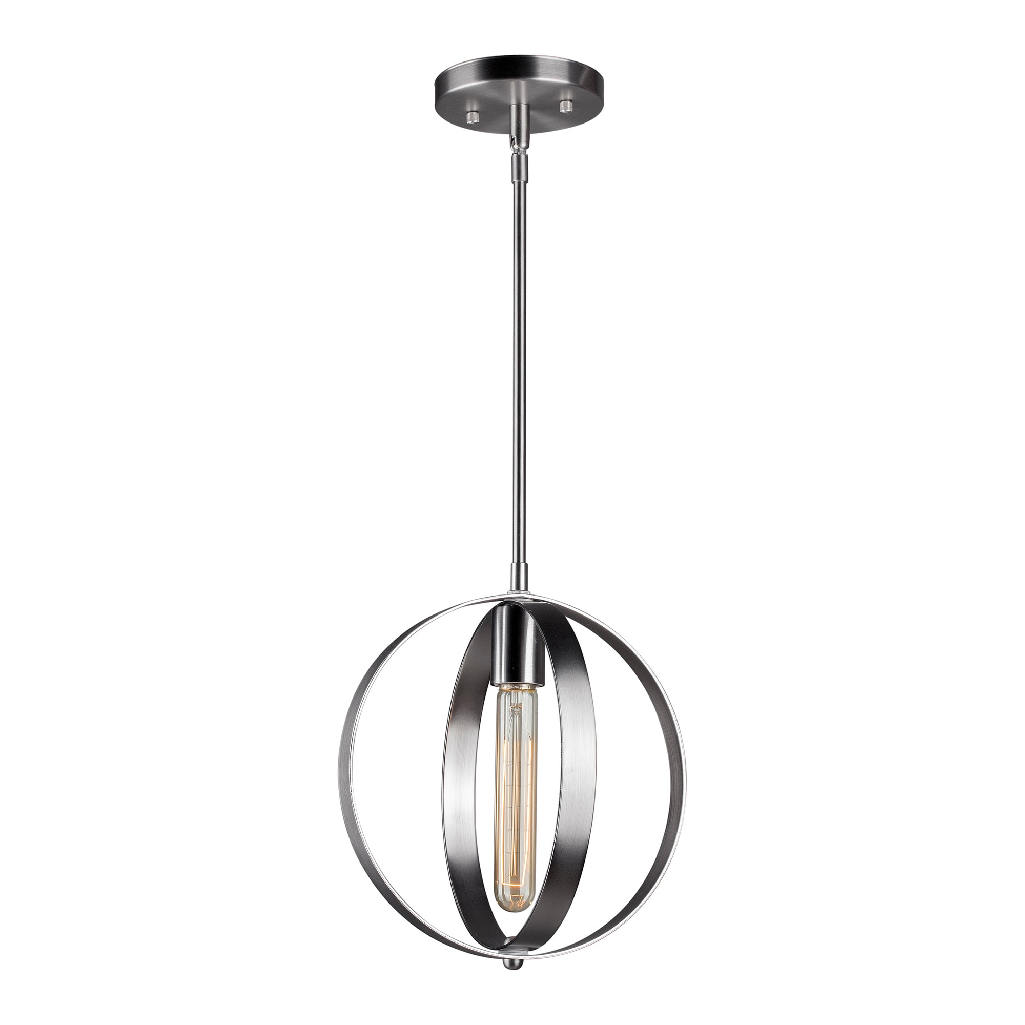Celeste Brushed Nickel Steel Mini Globe Pendant - 11" Height
