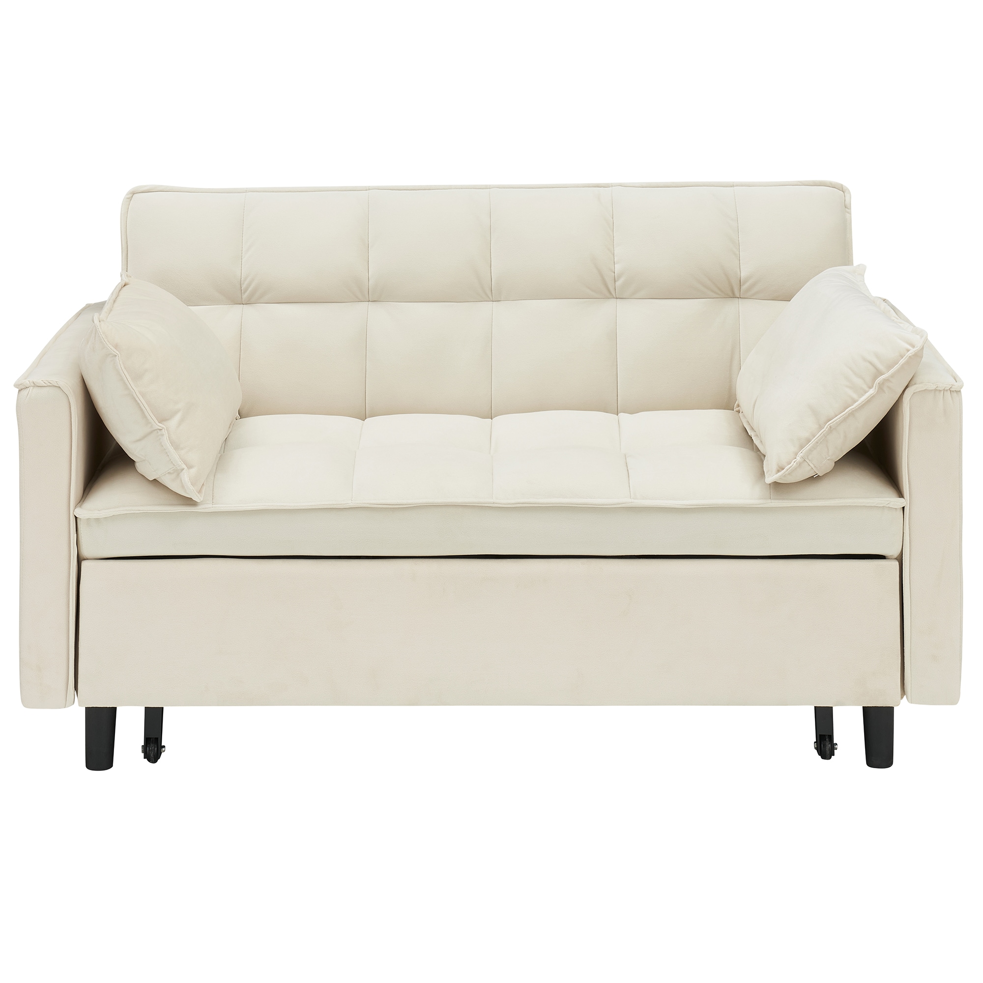 Bybafun YC5200044 Beige Contemporary/Modern Velvet Sofa bed