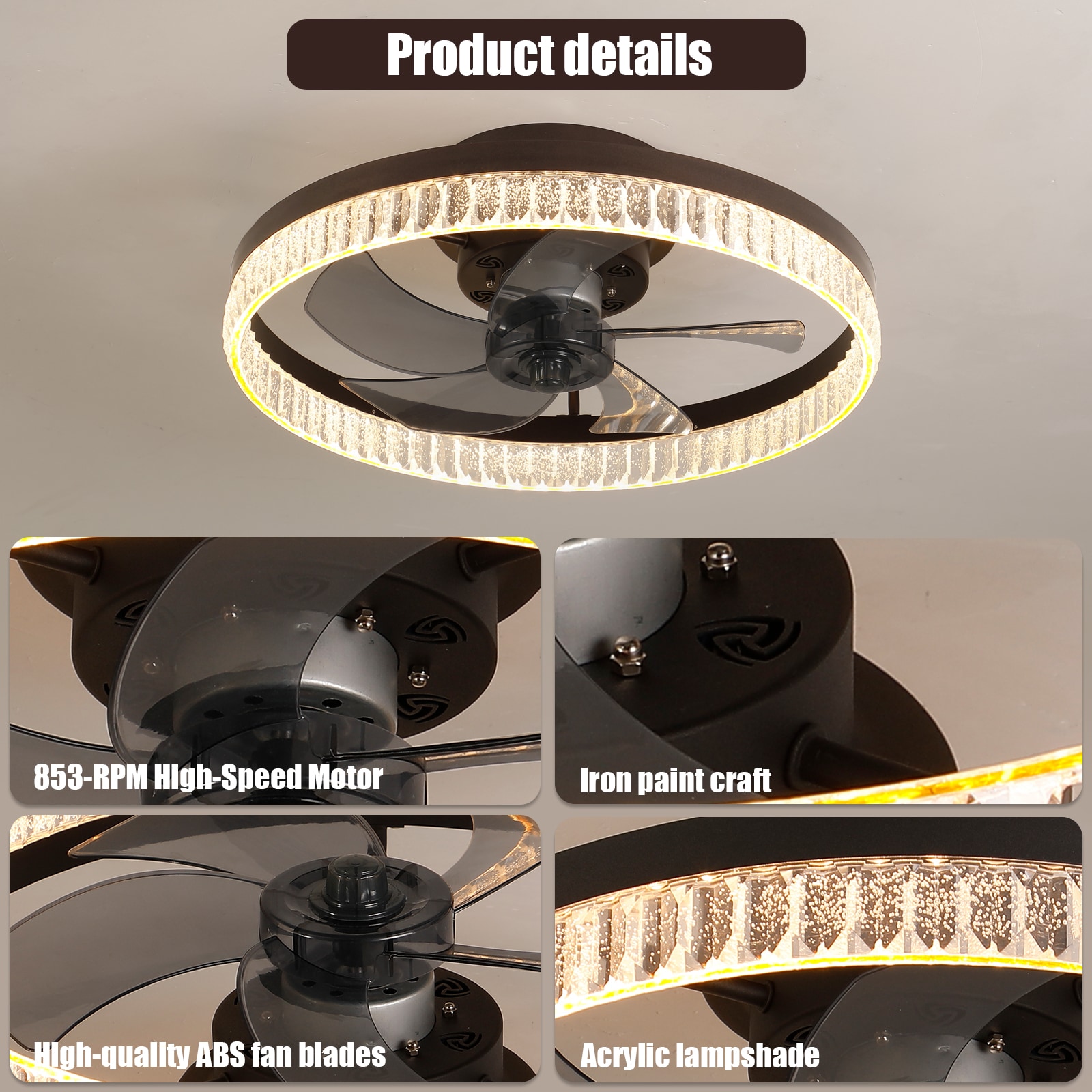 WELLFOR AMHEM-02BK Ceiling-Fans - View #5