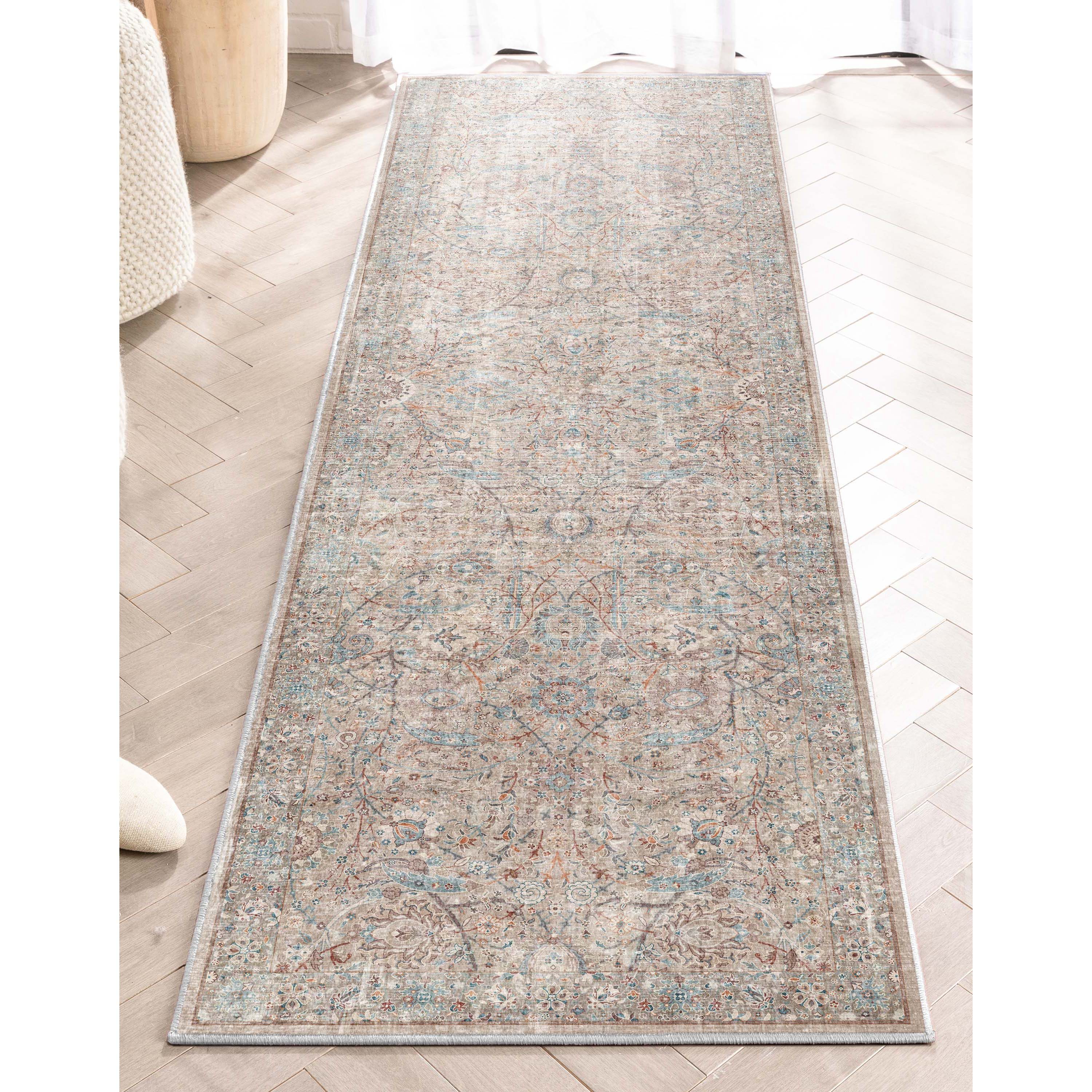 Well Woven W-AS-03B-2 2 x 8 (ft) Flatweave Polyester Ivory Rectangular Indoor Medallion Vintage Runner rug