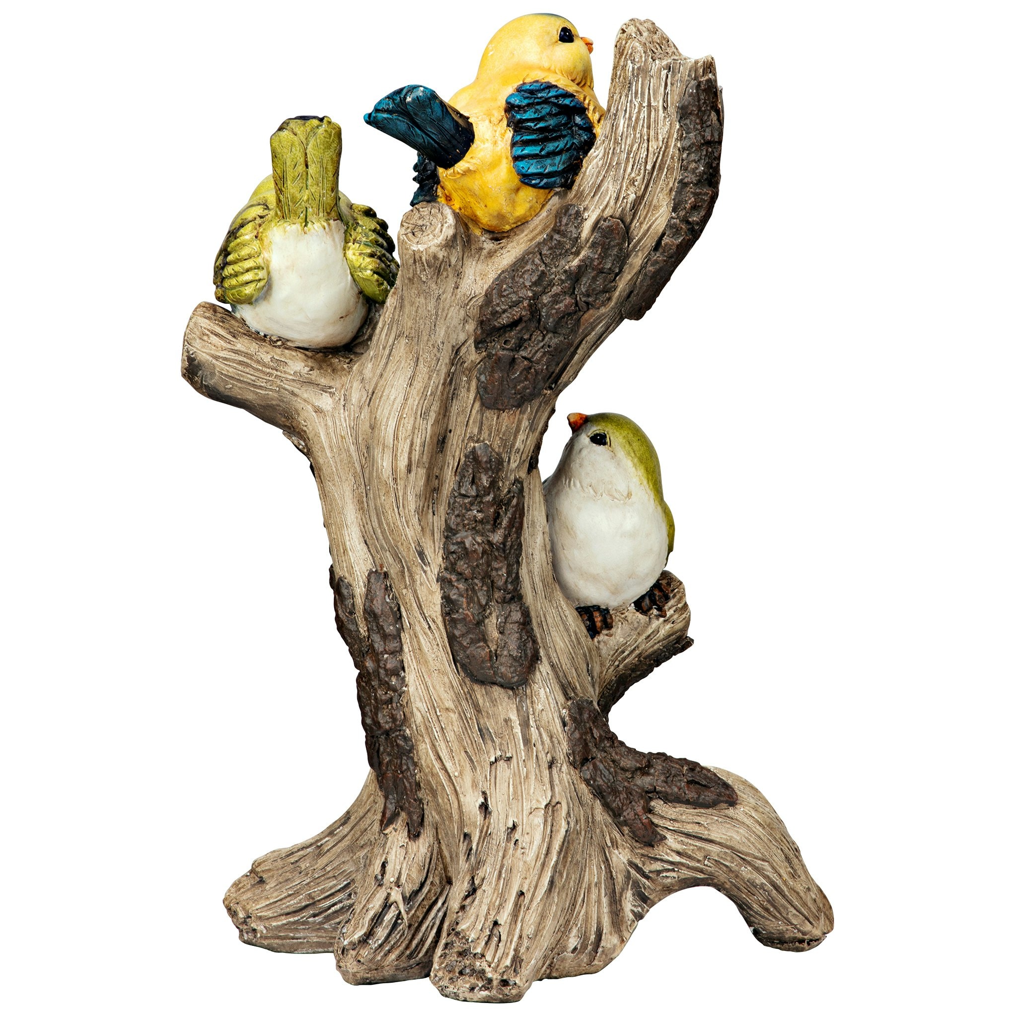 Hand-Painted Yellow Warblers Resin Garden Statue, 16.5 Inches
