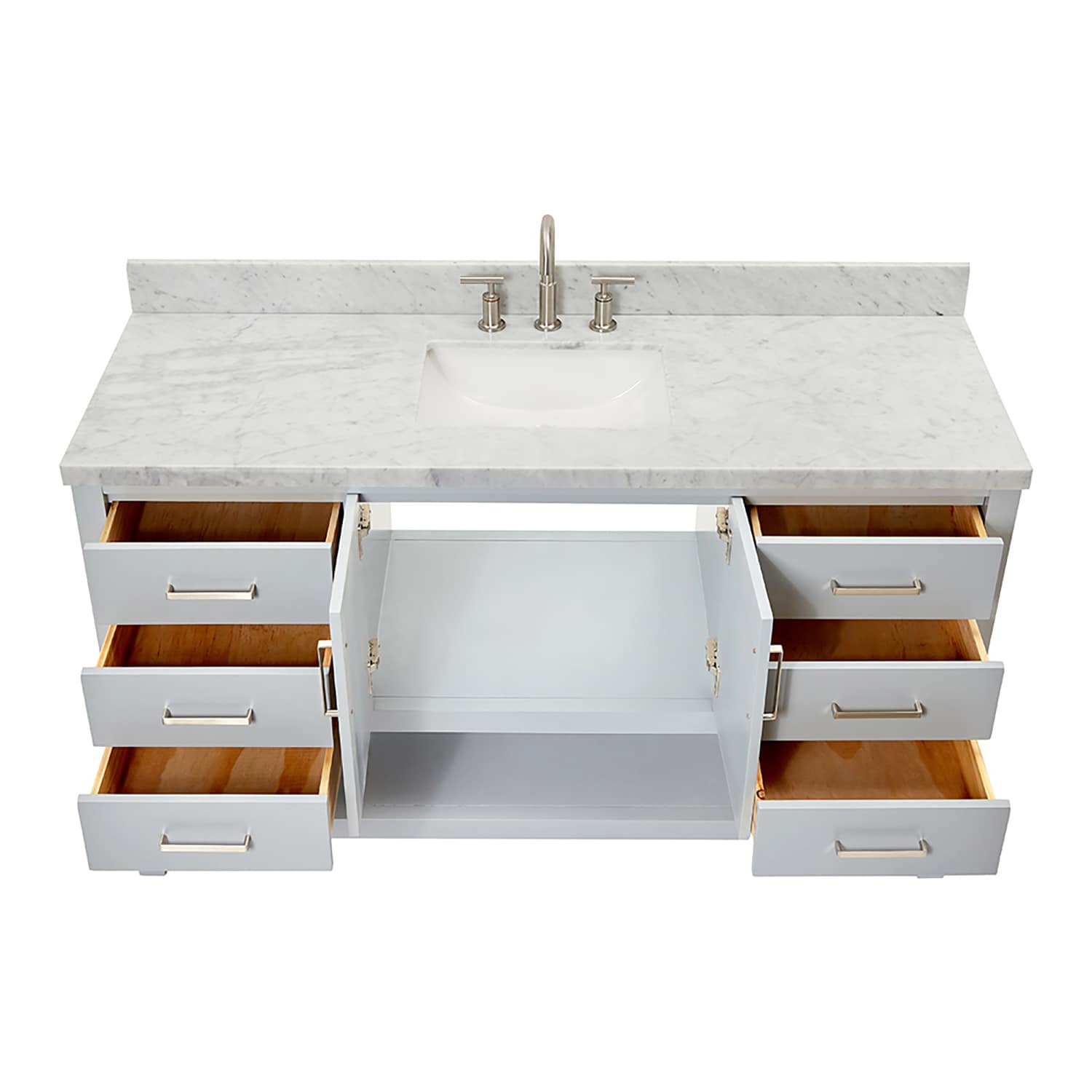 Magnolia 61" Gray Freestanding Double Basin Vanity with Carrara White Top