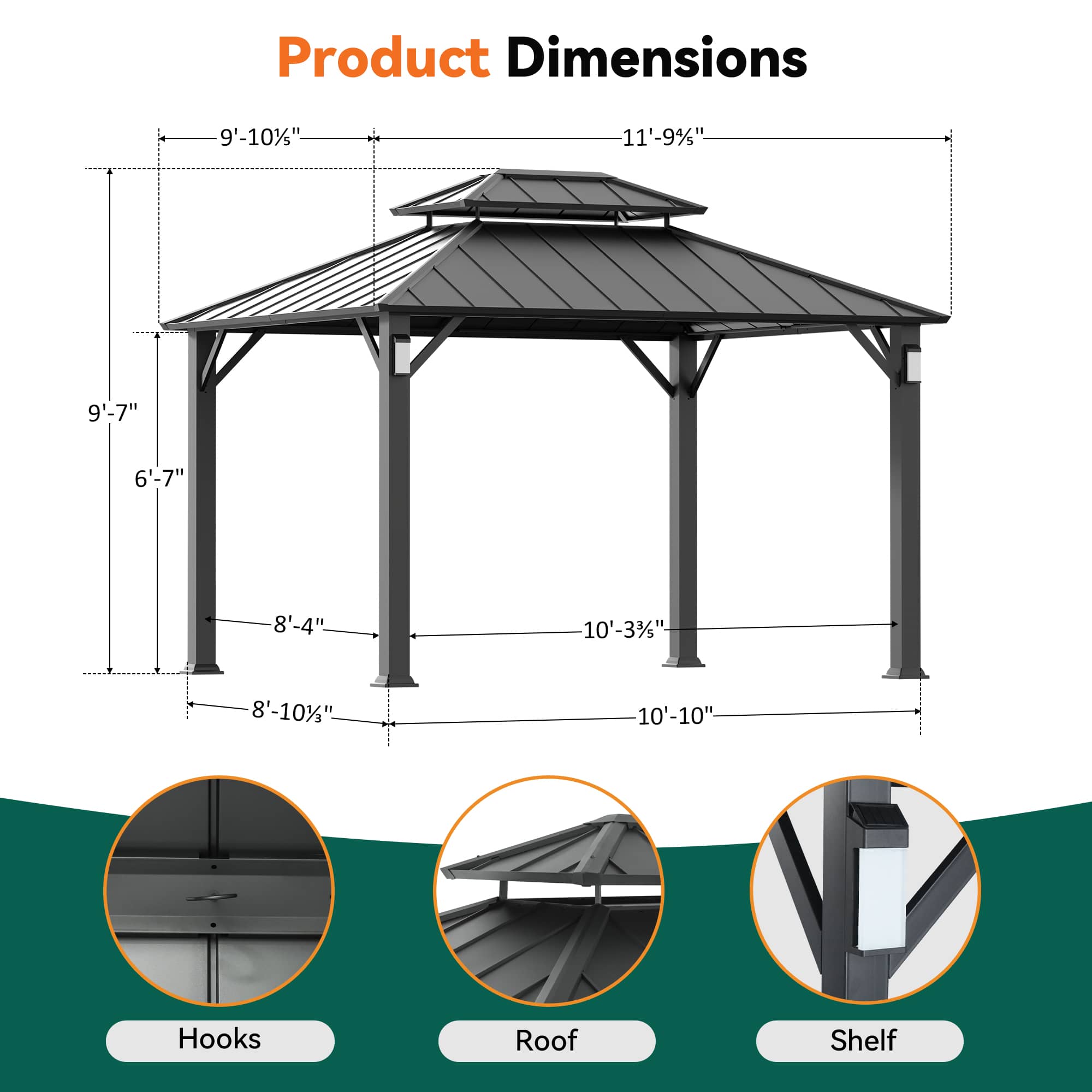 Modern Shade IG10600094C-1012N Wood-Resin-Gazebos - View #2