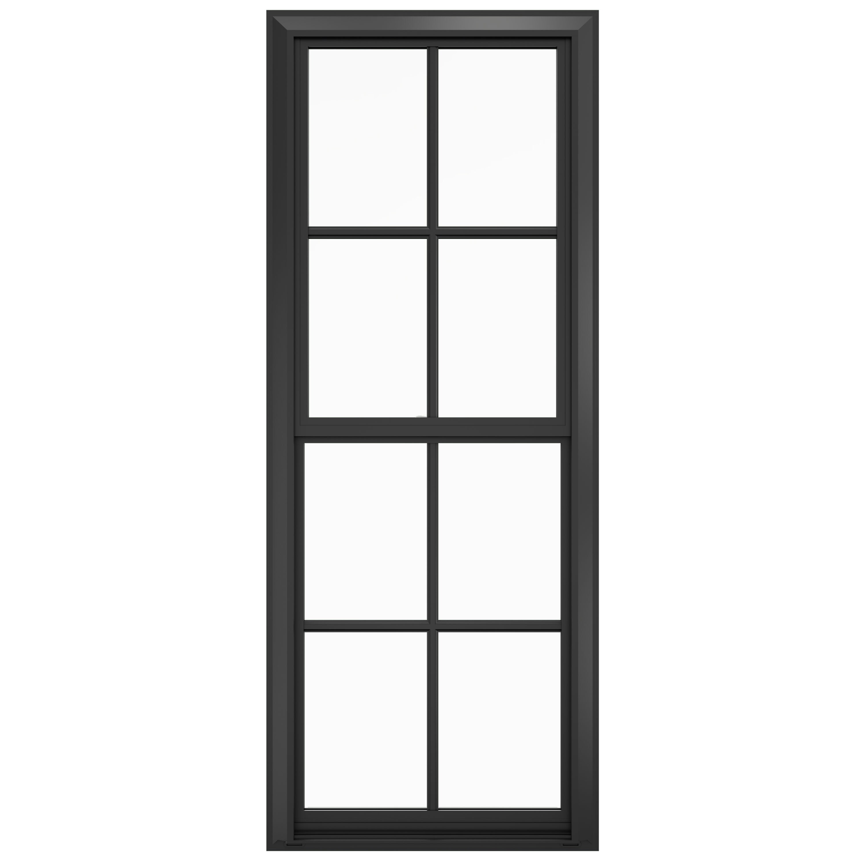 JELD-WEN LOWOLJW247400064 FiniShield V-4500 25-1/2-in x 64-1/2-in Black White Vinyl New construction Double Hung Window Low-E argon Double Pane Glass with Grids (Full Screen Included)