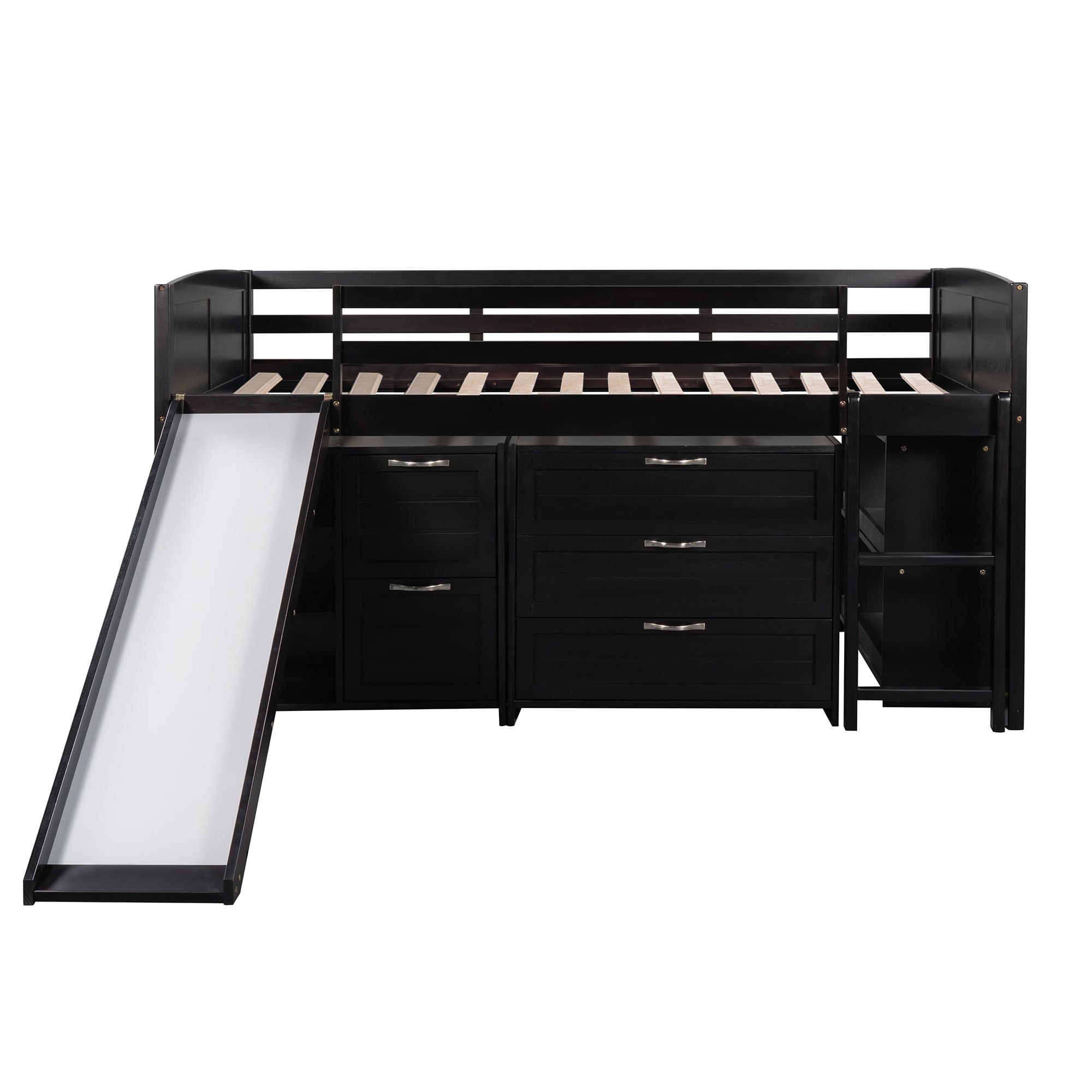 Qualler BLE000503P Espresso Twin Wood Bed frame Bed with Storage
