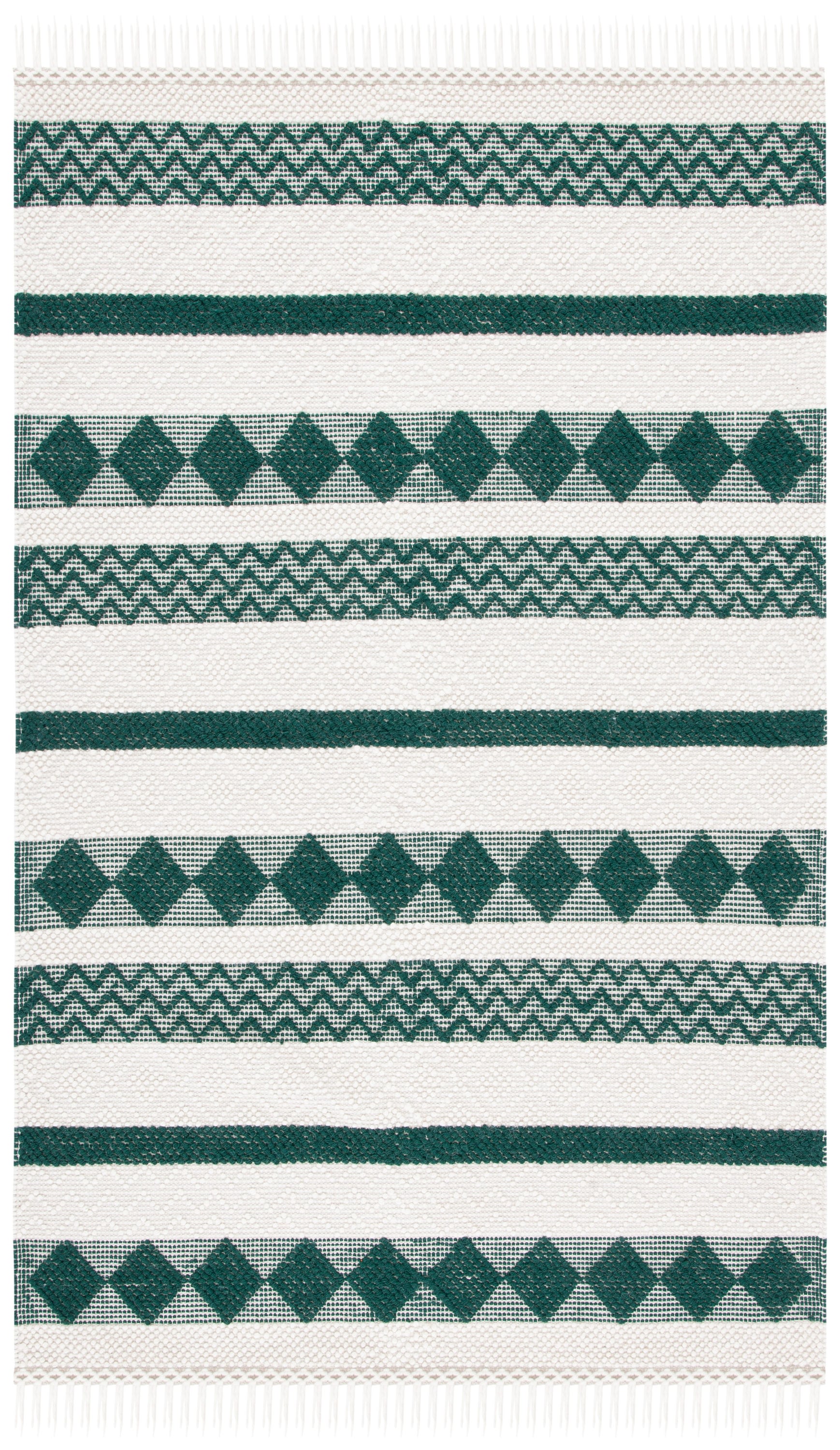 Safavieh NAT851Y-5 Natura Walty 5 x 8 (ft) Wool Ivory/Green Rectangular Indoor Geometric Farmhouse/Cottage Area rug