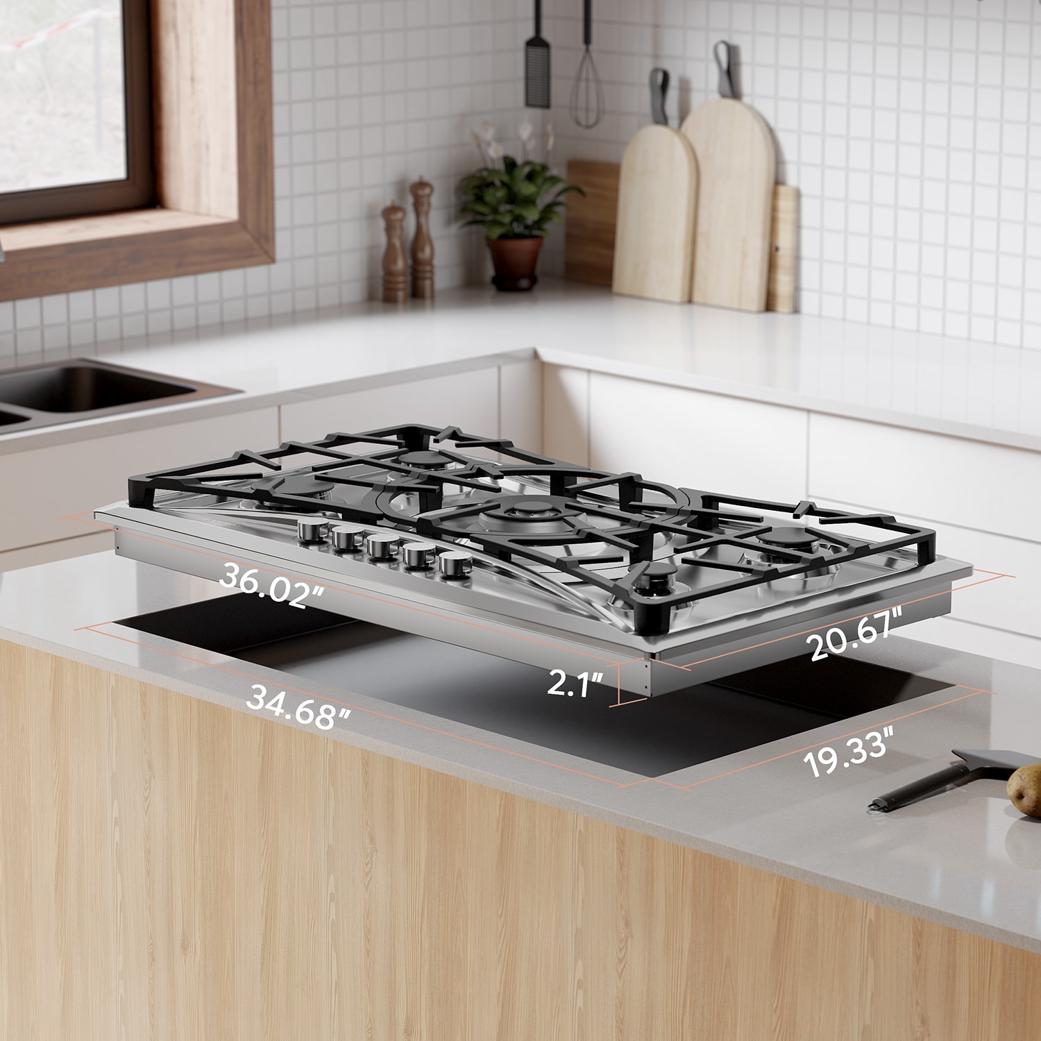 Empava 36-in 5 Burners Stainless Steel Gas Cooktop in the Gas