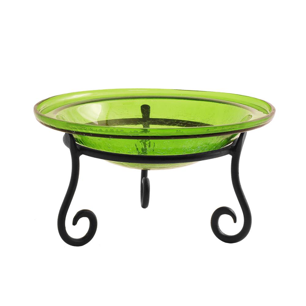 Minuteman International CGB-05FG-S1 7-Inches H Green Glass Complete birdbath