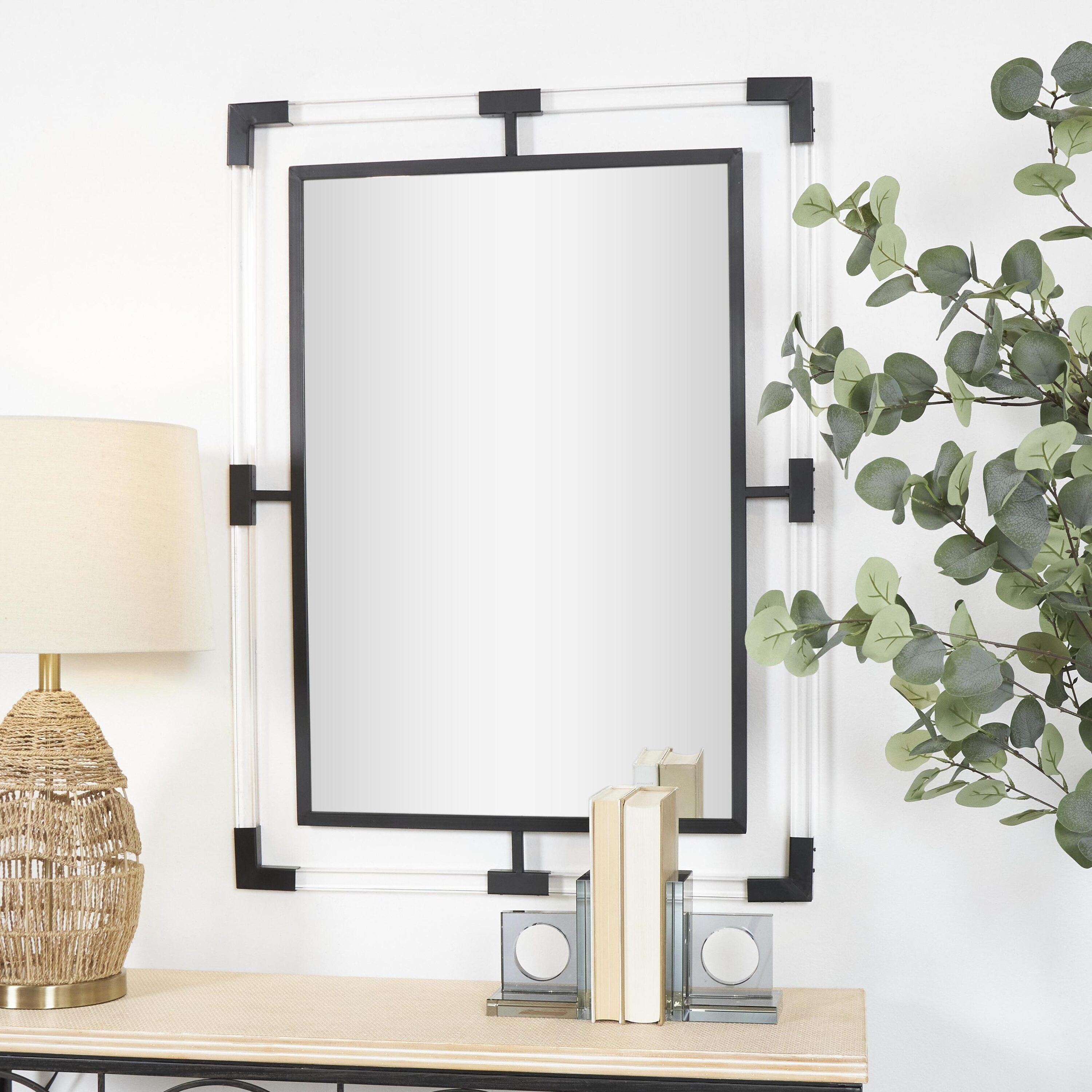 Grayson Lane 820373 28-Inches W x 38.0-Inches H Rectangle Black Double Framed Wall Mirror