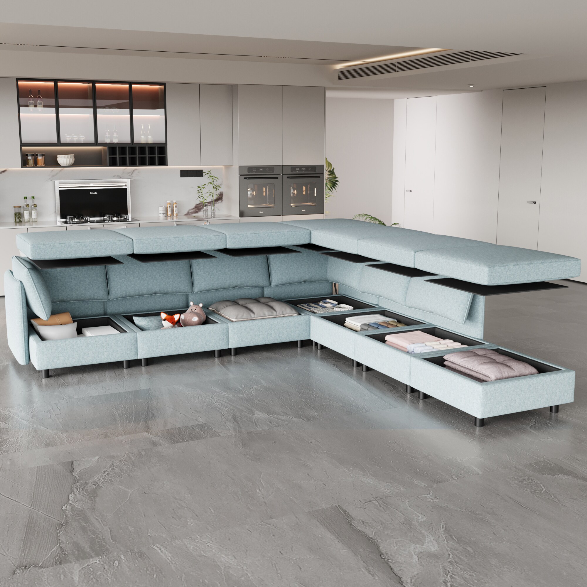 SINOFURN SYA370088BK Sofas-Loveseats - View #3