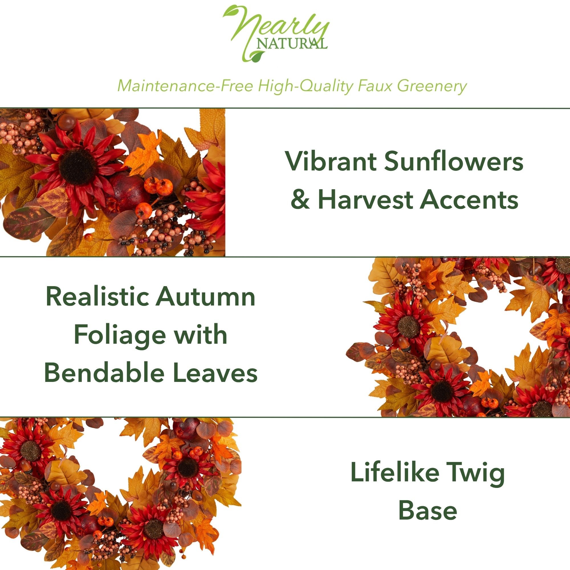 Nearly Natural W1178 Artificial-Thanksgiving-Wreaths - View #3