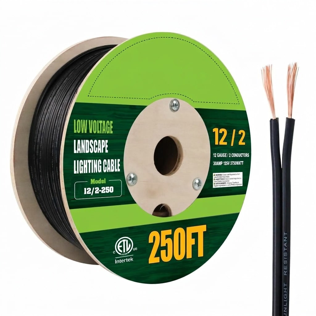 Vrbgify 16 Gauge 2 Conductor 250 Foot Low Voltage Landscape Lighting Wire Pure Copper Outdoor Direct Burial Cable for Pathway Garden Lights 1 Roll #LVG0424T21