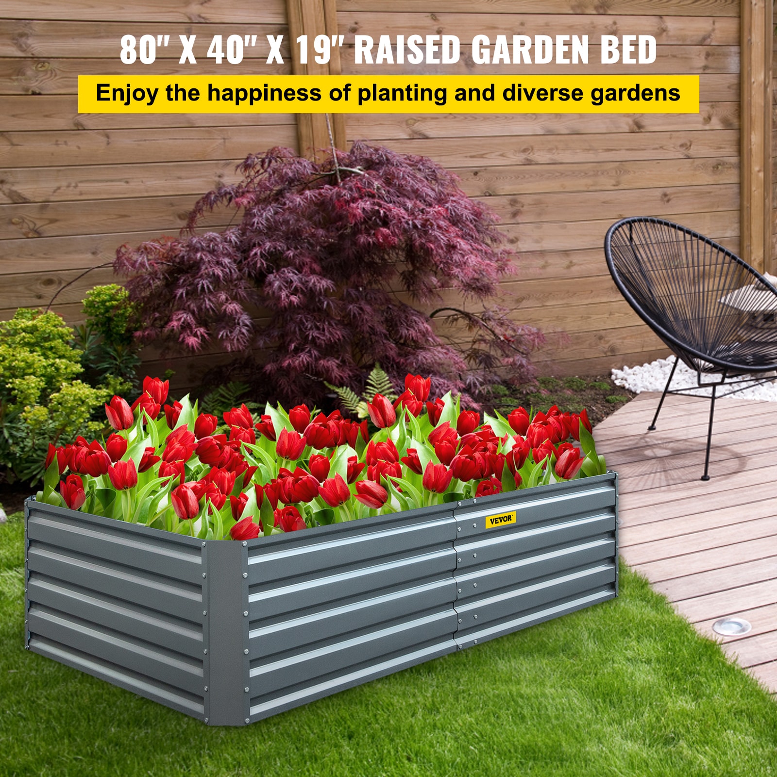 VEVOR 40-in W x 80-in L x 19-in H Thickness: 0.6 Mm Raised Garden
