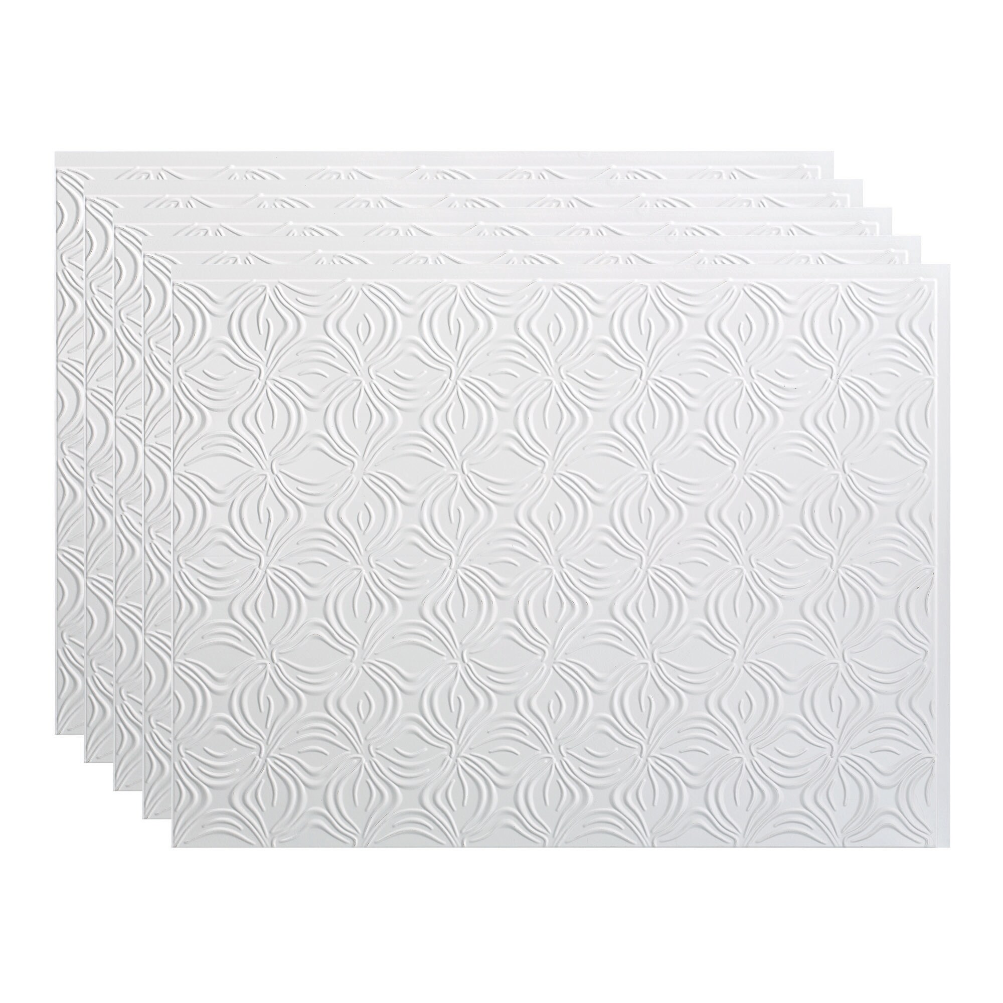 Fasade PB6300 Lotus 18.25-in x 24.25-in Vinyl Gloss White Backsplash Panels 5.0 -Pack