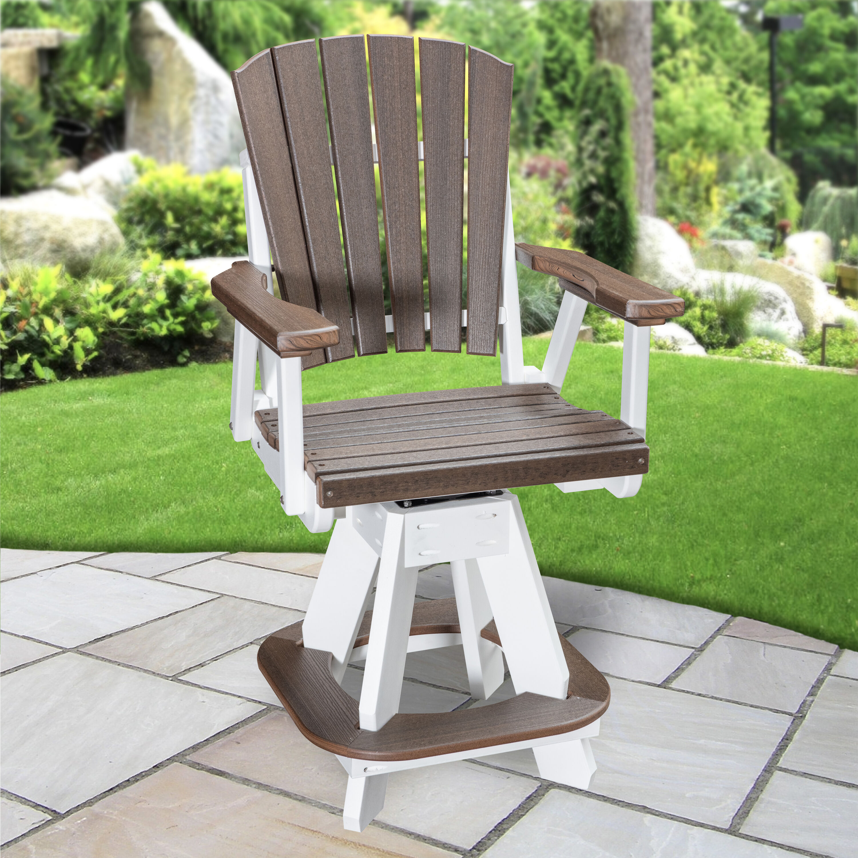 American Furniture Classics Adirondack White HDPE Frame Swivel