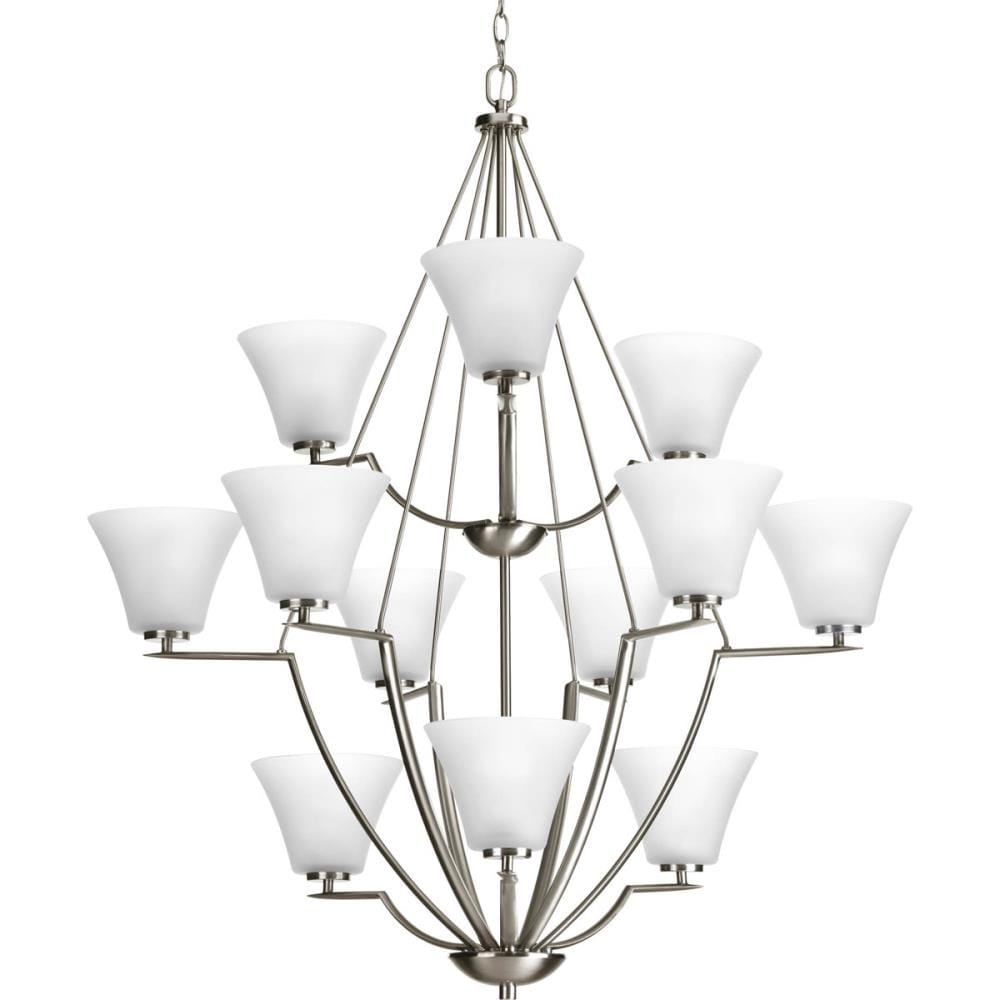 Progress Lighting P4687-09 Bravo 12 -Light Brushed Nickel Transitional For Use in Bedrooms, Dining Rooms, Foyers, Kitchens, Living Rooms Chandelier