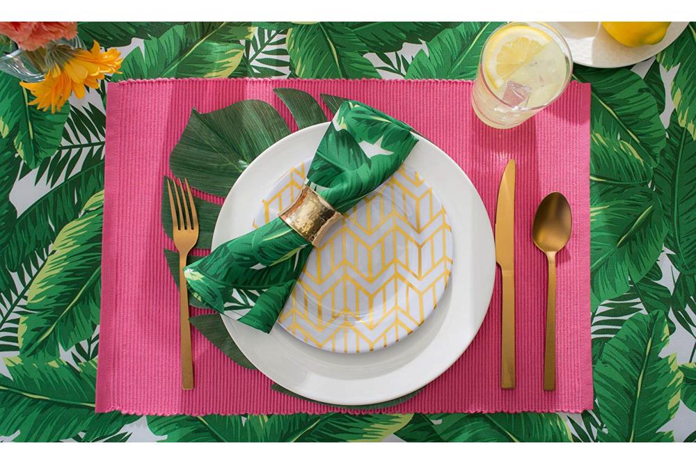 DII Banana Leaf Green Tablecloth - 60-in x 84-in - Protects Tabletop ...