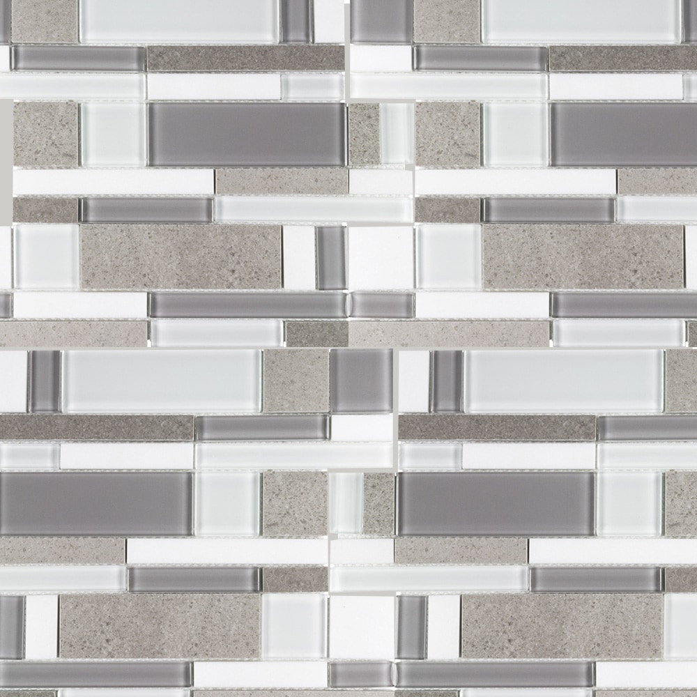 Elida Ceramica SGSGM18 Hampton Beach Glass Stone 12-in x 12-in Matte Glass/Stone Mosaic Wall Tile ( 0.88-sq ft Piece )