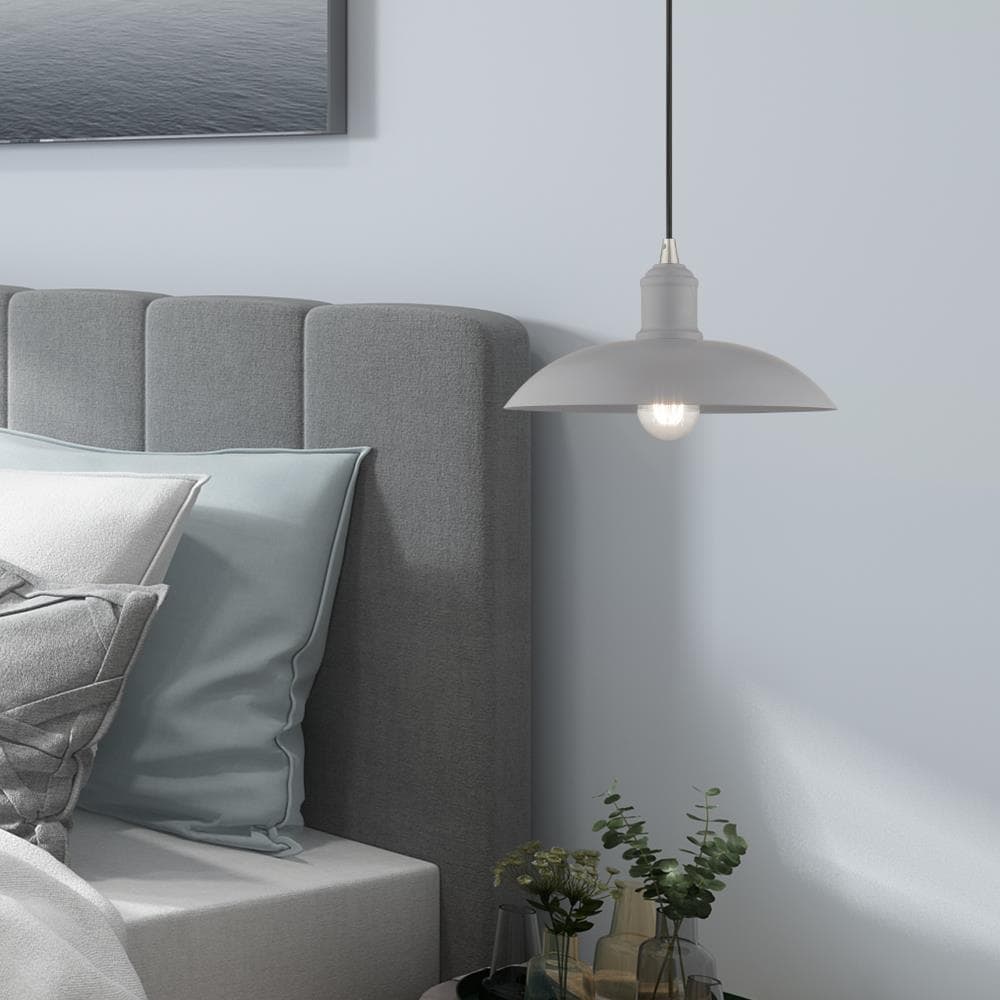Nordic Gray and Nickel Mini Pendant Light with Glass Shade