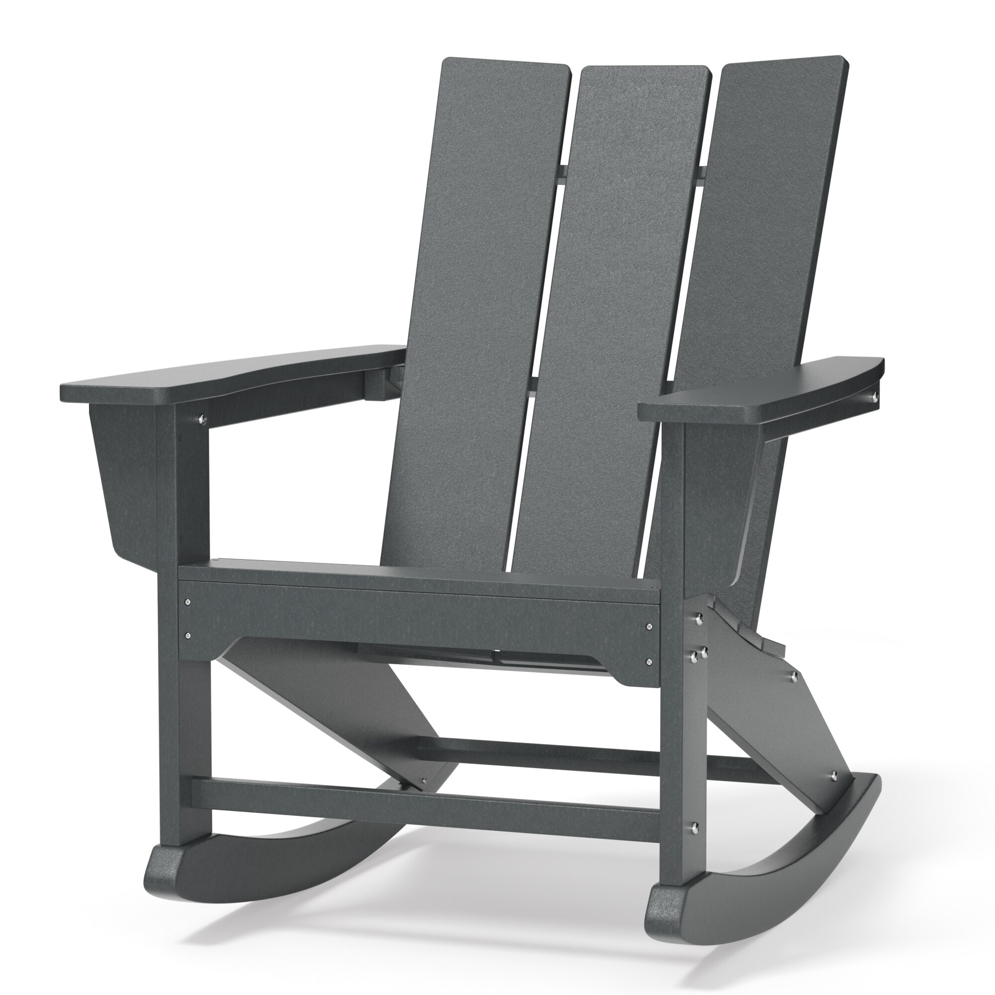 Poly furniture RC-HE02-GY HDPE Plastic Adirondack Rocking Chair Gray HDPE Frame Rocker Rocking Chair with Slat Seat