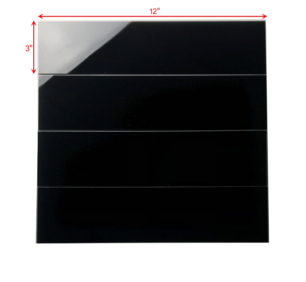 Abolos LWSREFTRI-SI Reflections Black 3-in x 12-in Mirrored Glass Subway Peel and Stick Wall Tile (22-sq. ft/ Carton)