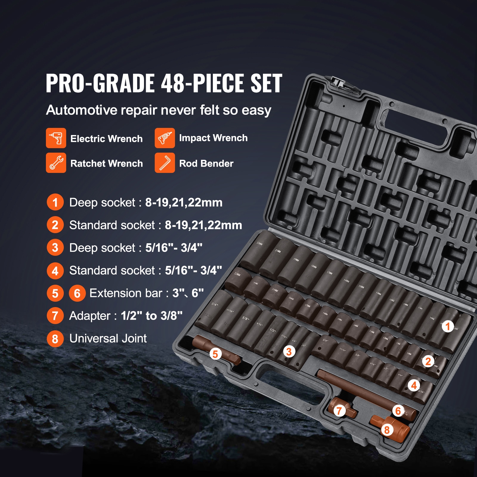 VEVOR SCCJT38SAECR03750V0 Impact-Socket-Sets - View #3