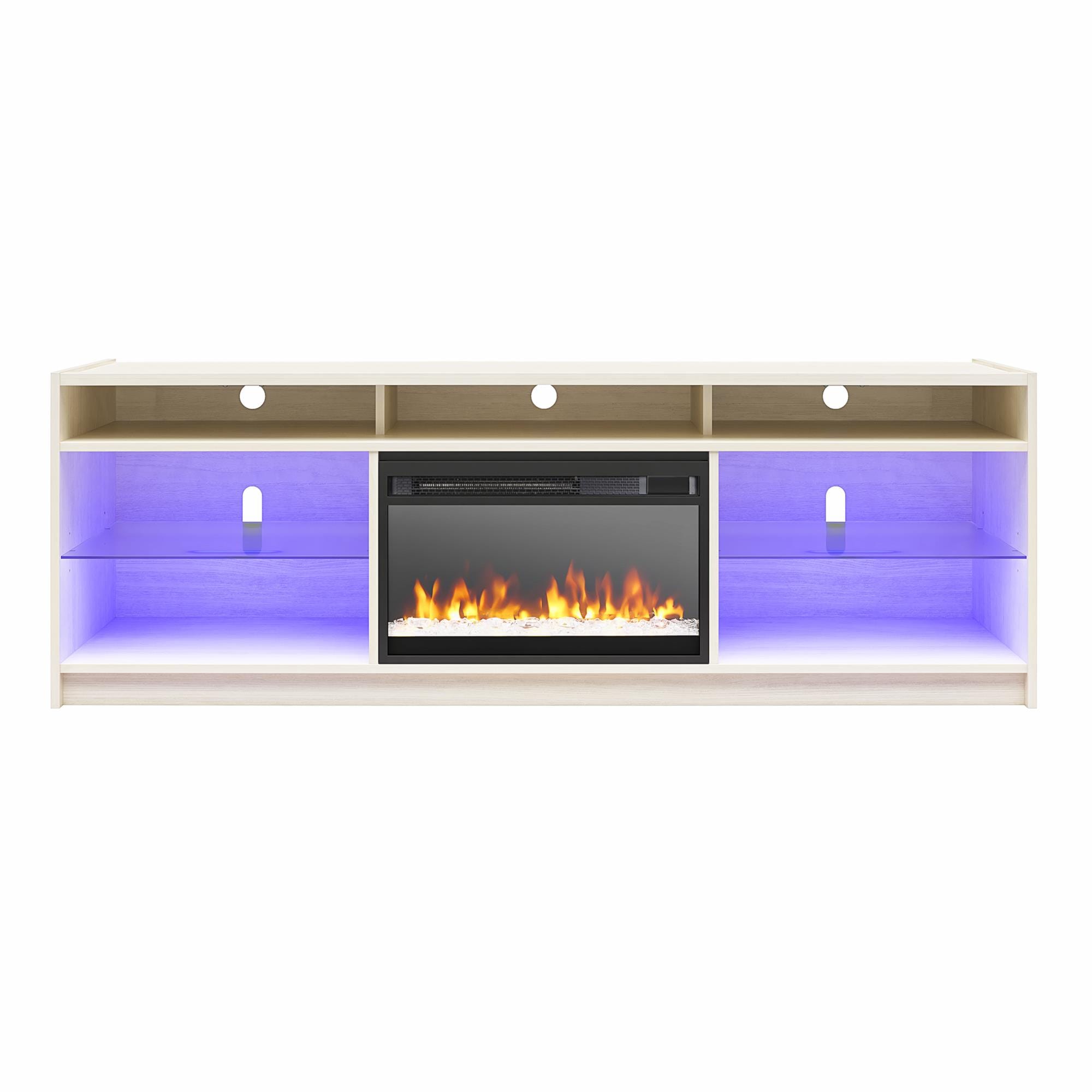 Luna Ivory Oak 75" Electric Fireplace TV Console