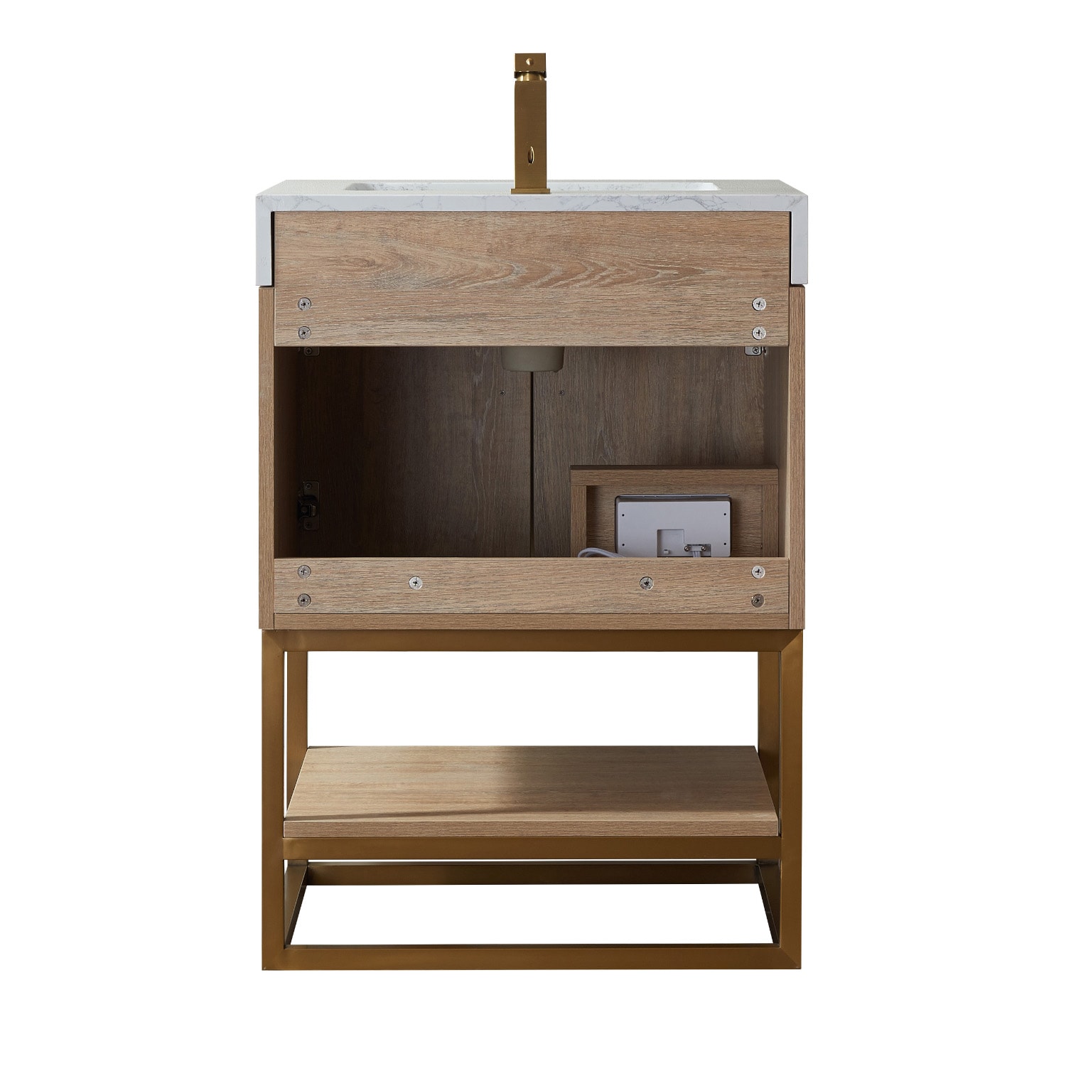 Vinnova Alistair 24" Oak Vanity with White Stone Top